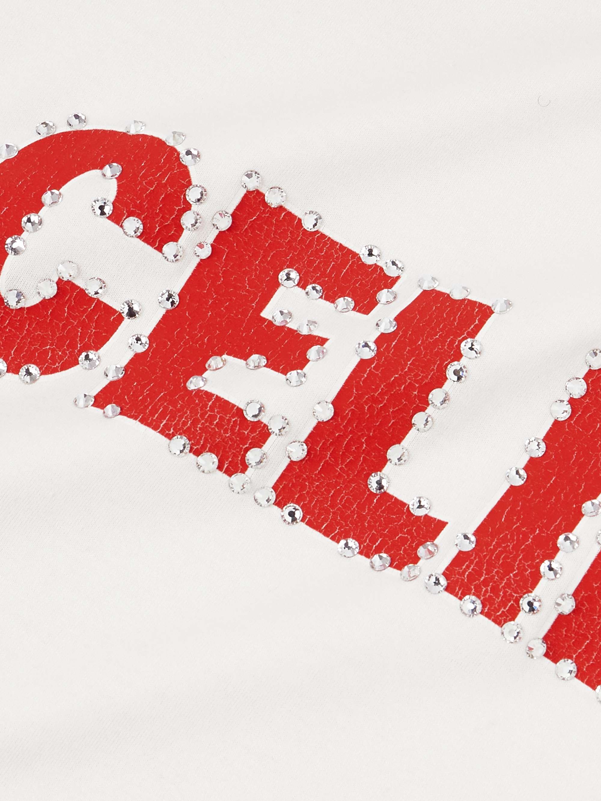 Crystal-Embellished Logo-Print Cotton-Jersey T-Shirt view