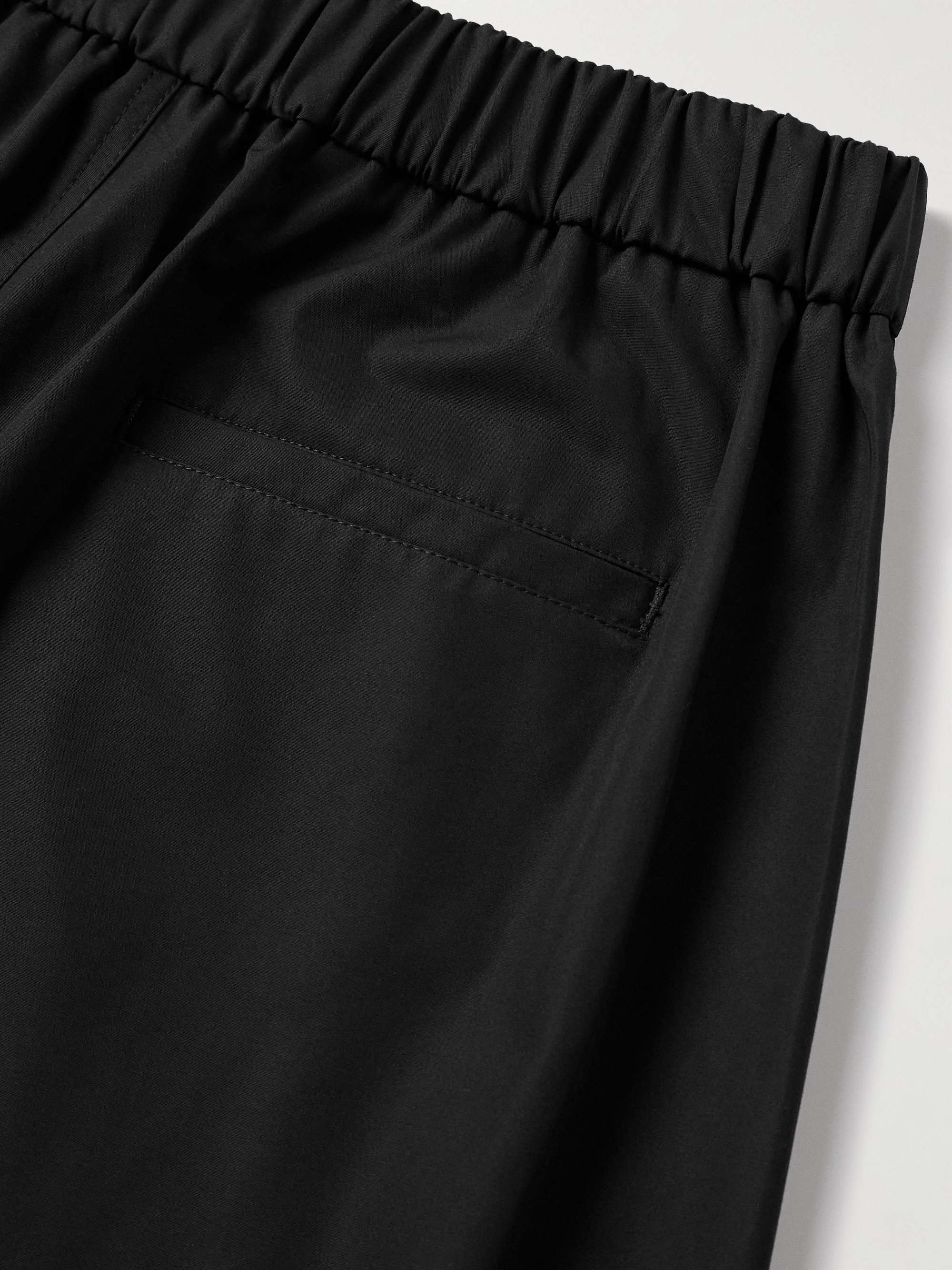 Wide-Leg Pleated Cotton-Poplin Shorts view