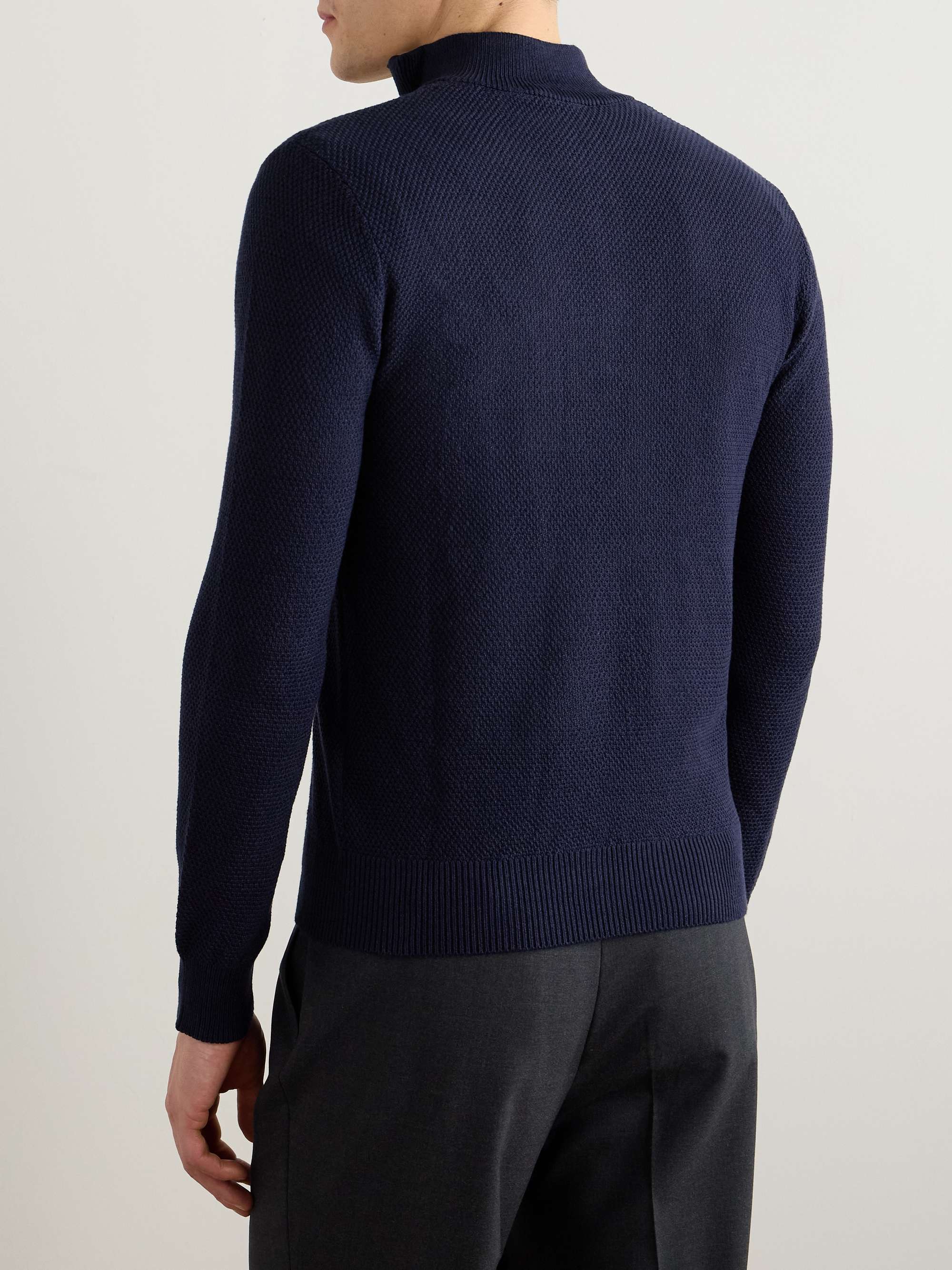 Silk and Cotton-Blend Half-Zip Sweater view