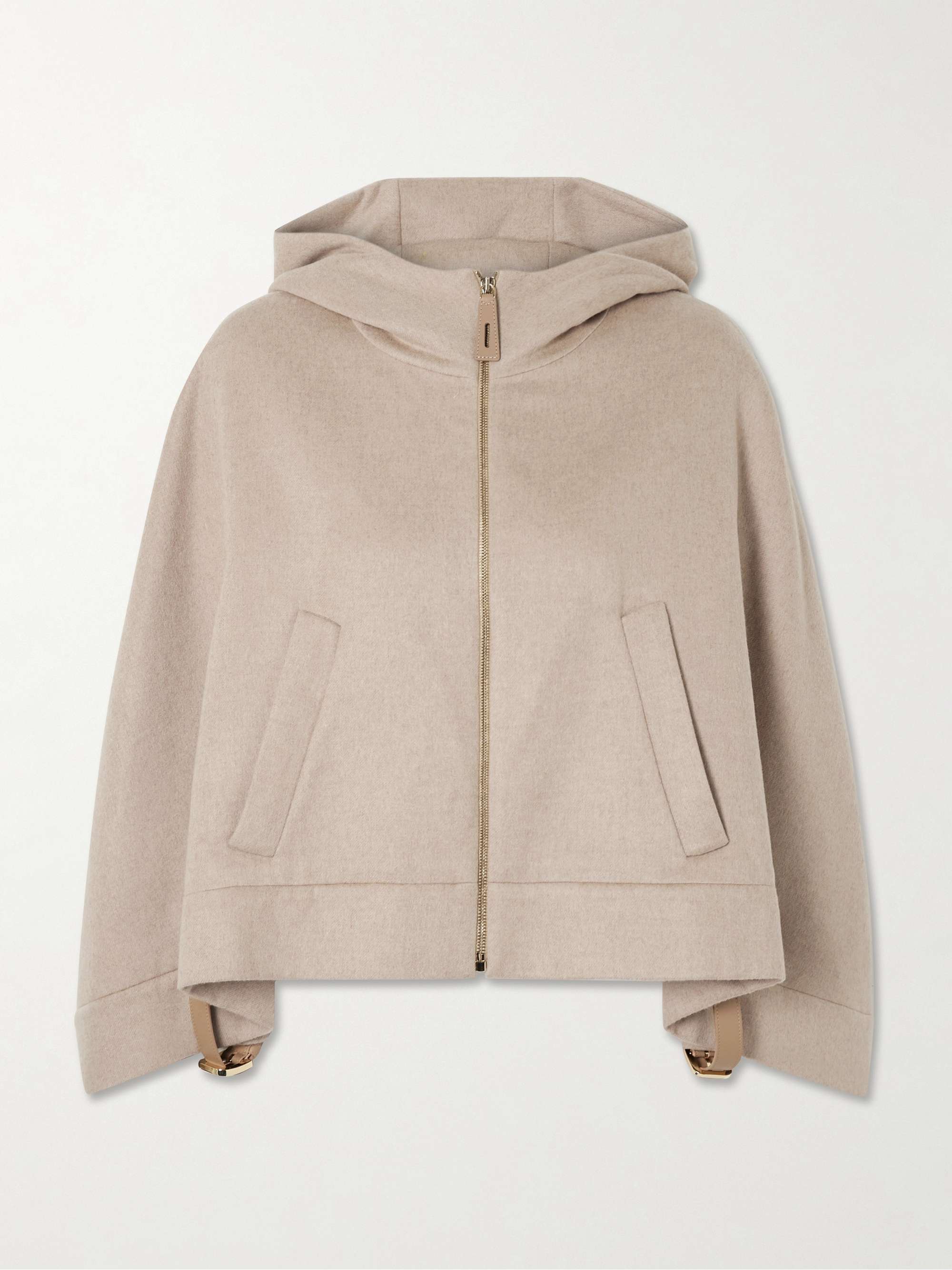 Hooded wool, silk and cashmere-blend jacket view