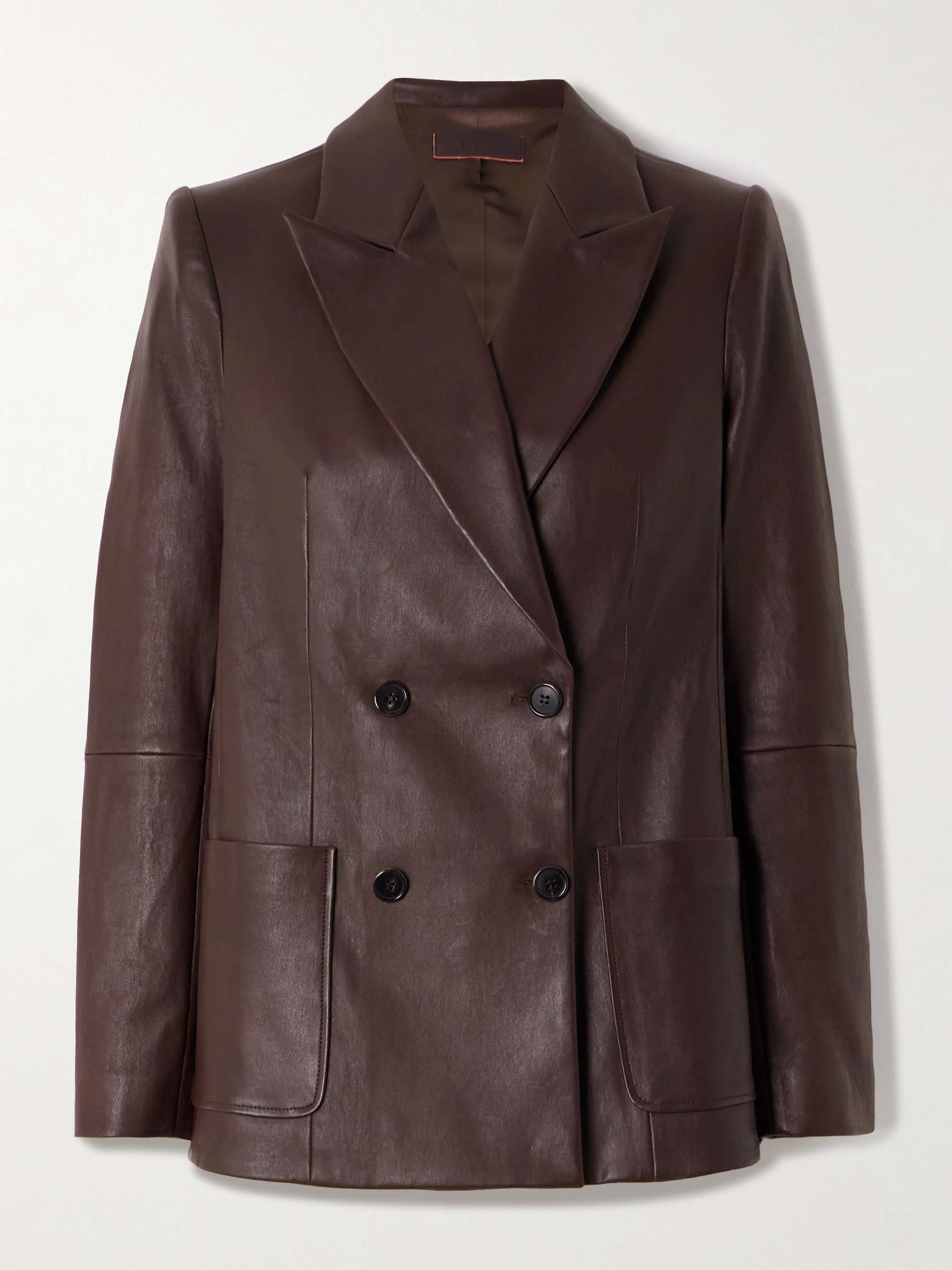 Jones double-breasted leather blazer view