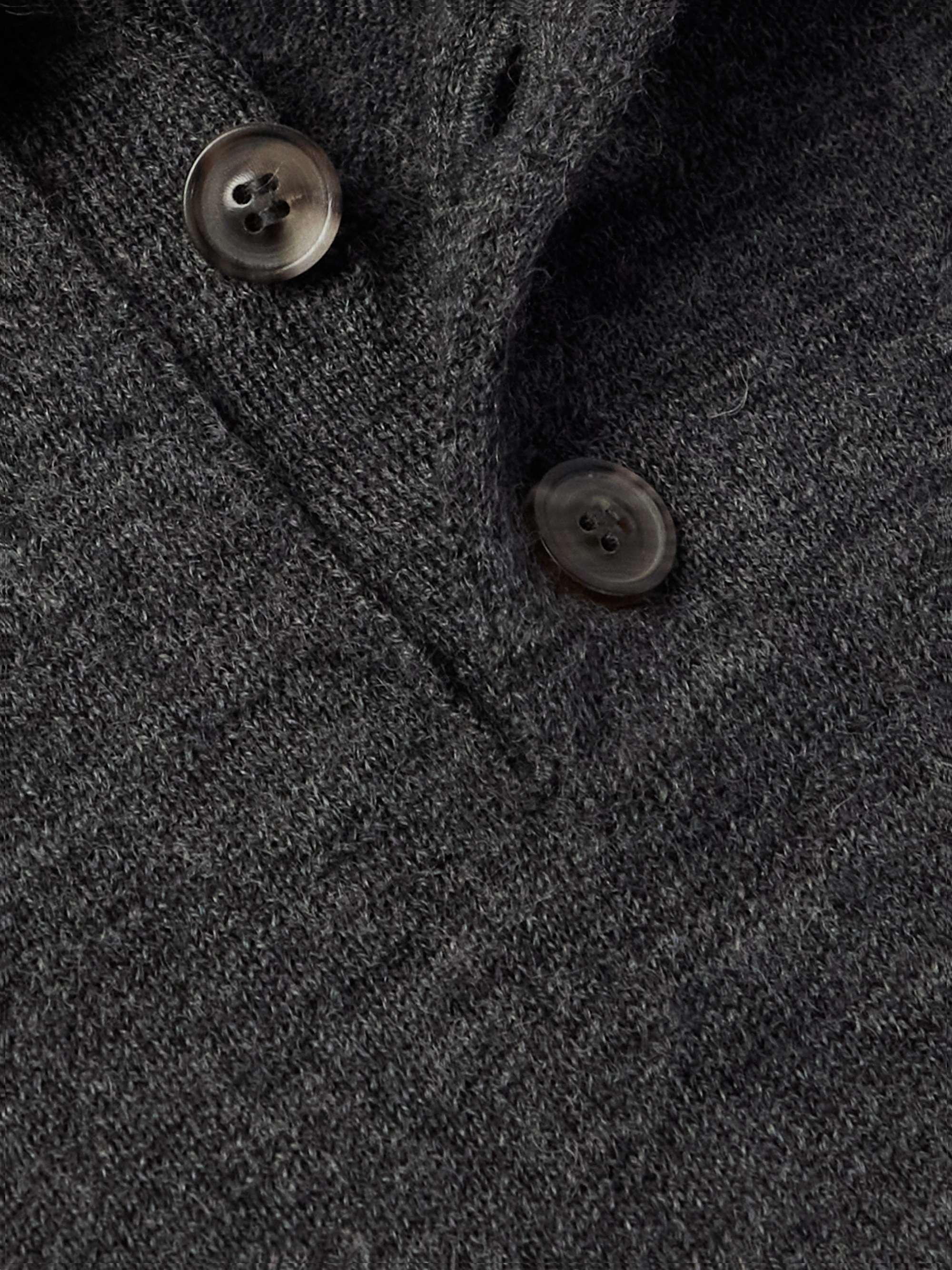 Suede-Trimmed Wool Polo Shirt view