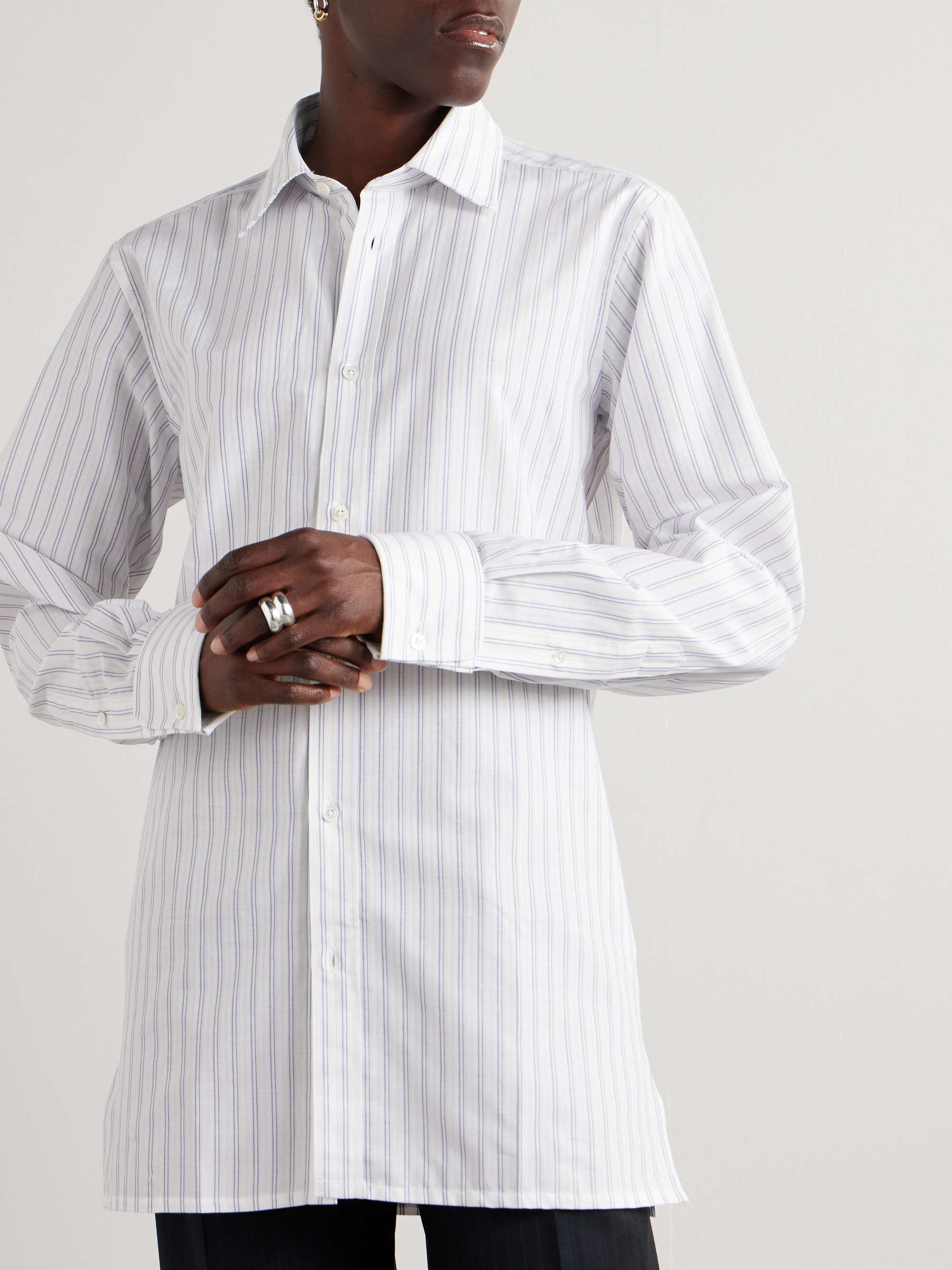 Oversized striped cotton shirt view