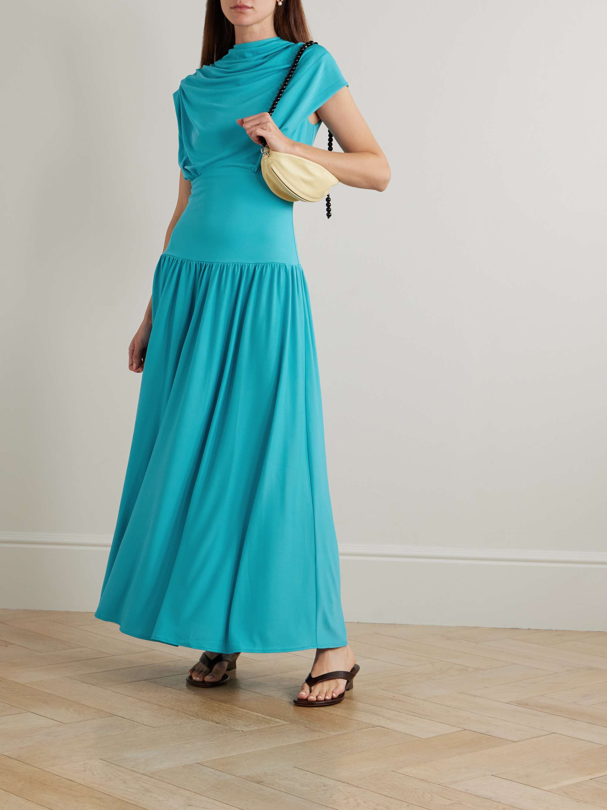 Victoria draped stretch-jersey maxi dress view
