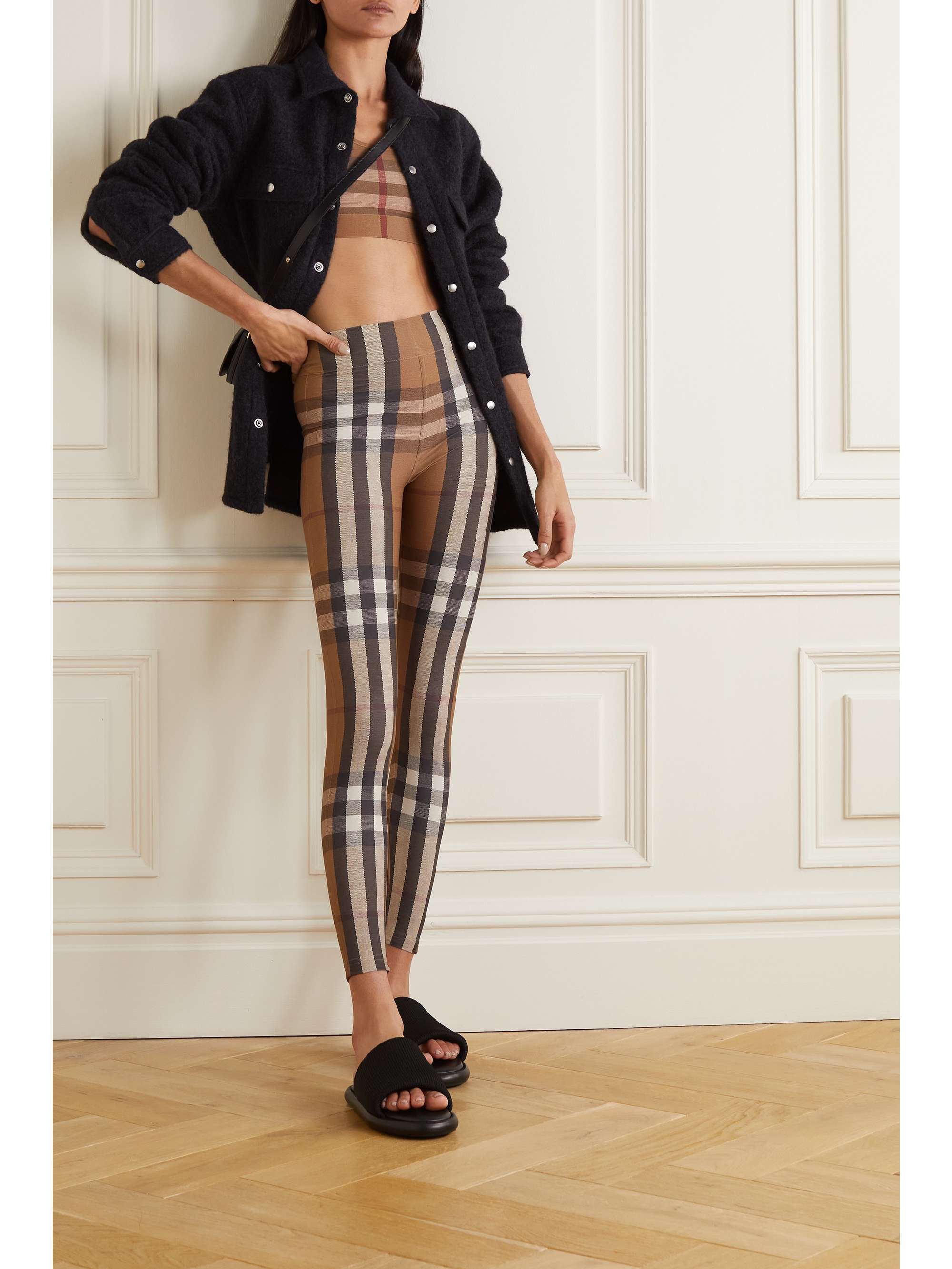 Checked stretch-jersey leggings view