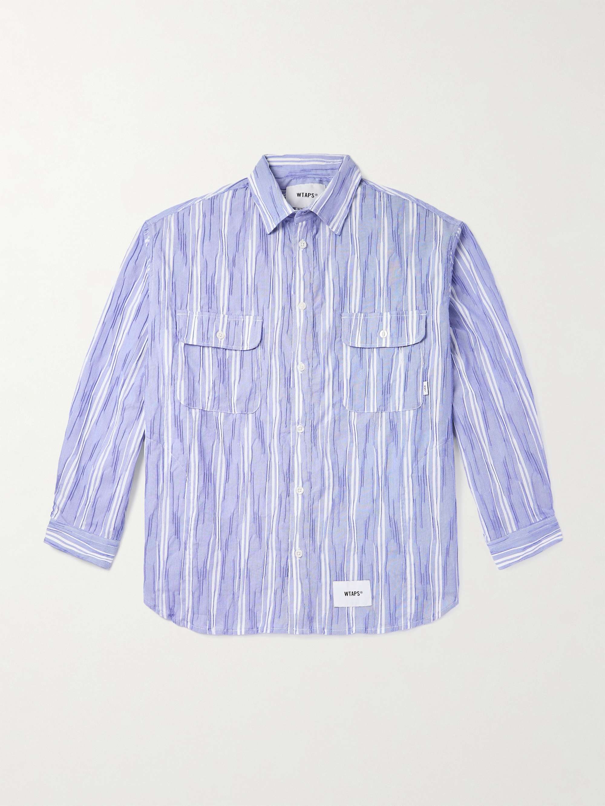 Logo-Appliquéd Striped Cotton-Blend Dobby Shirt view