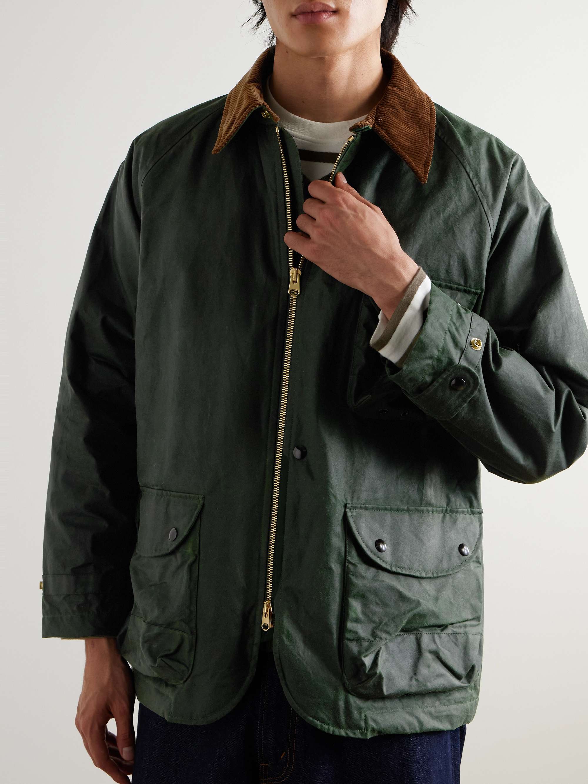 Corduroy-Trimmed Waxed-Cotton Jacket view