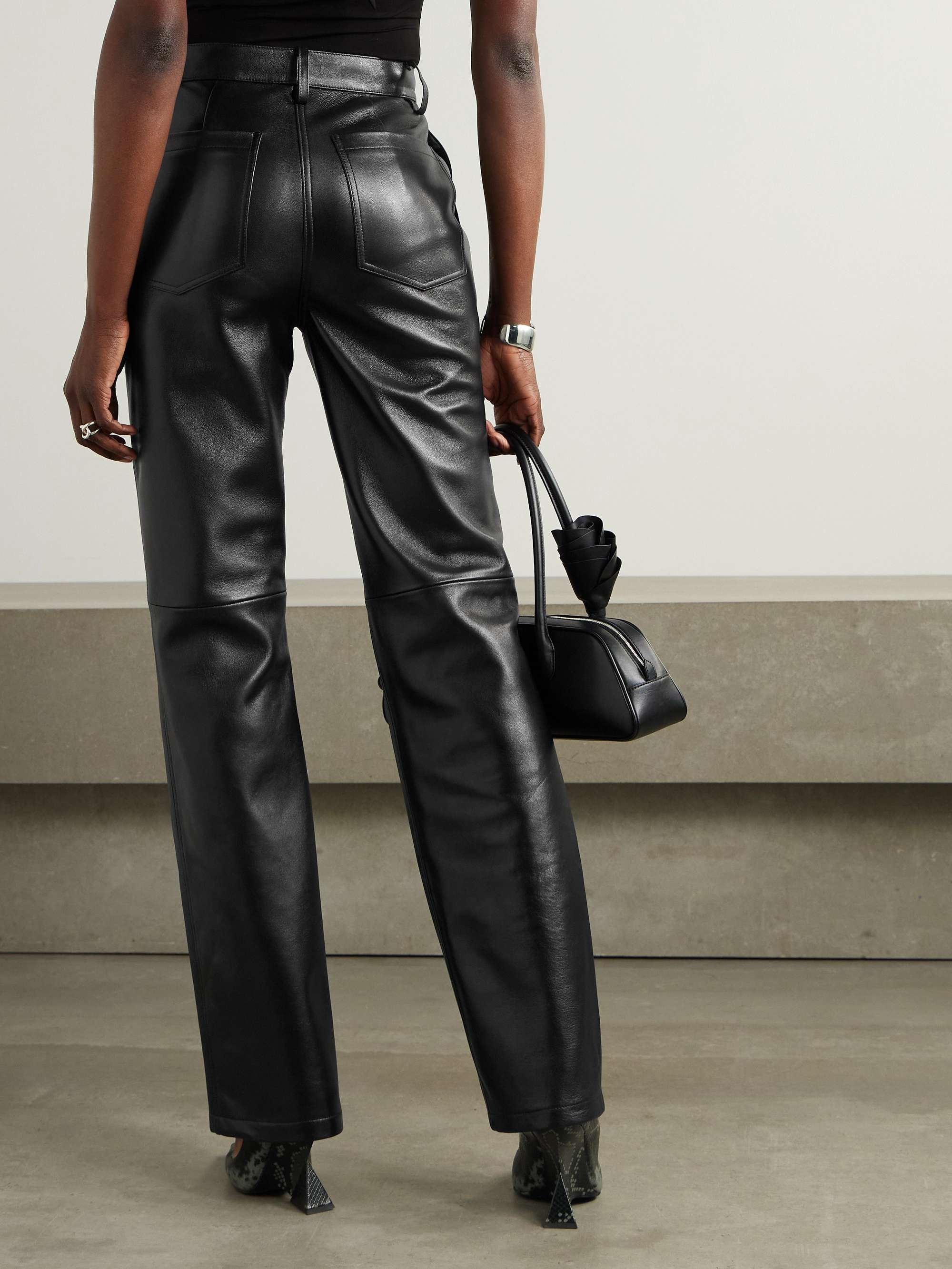 Leather straight-leg pants view