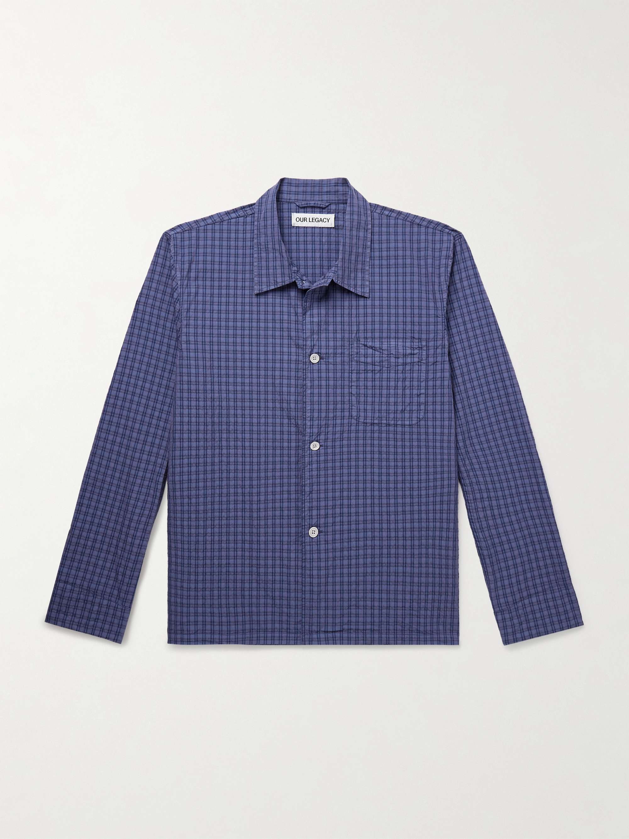 Box Checked Cotton-Blend Seersucker Shirt view