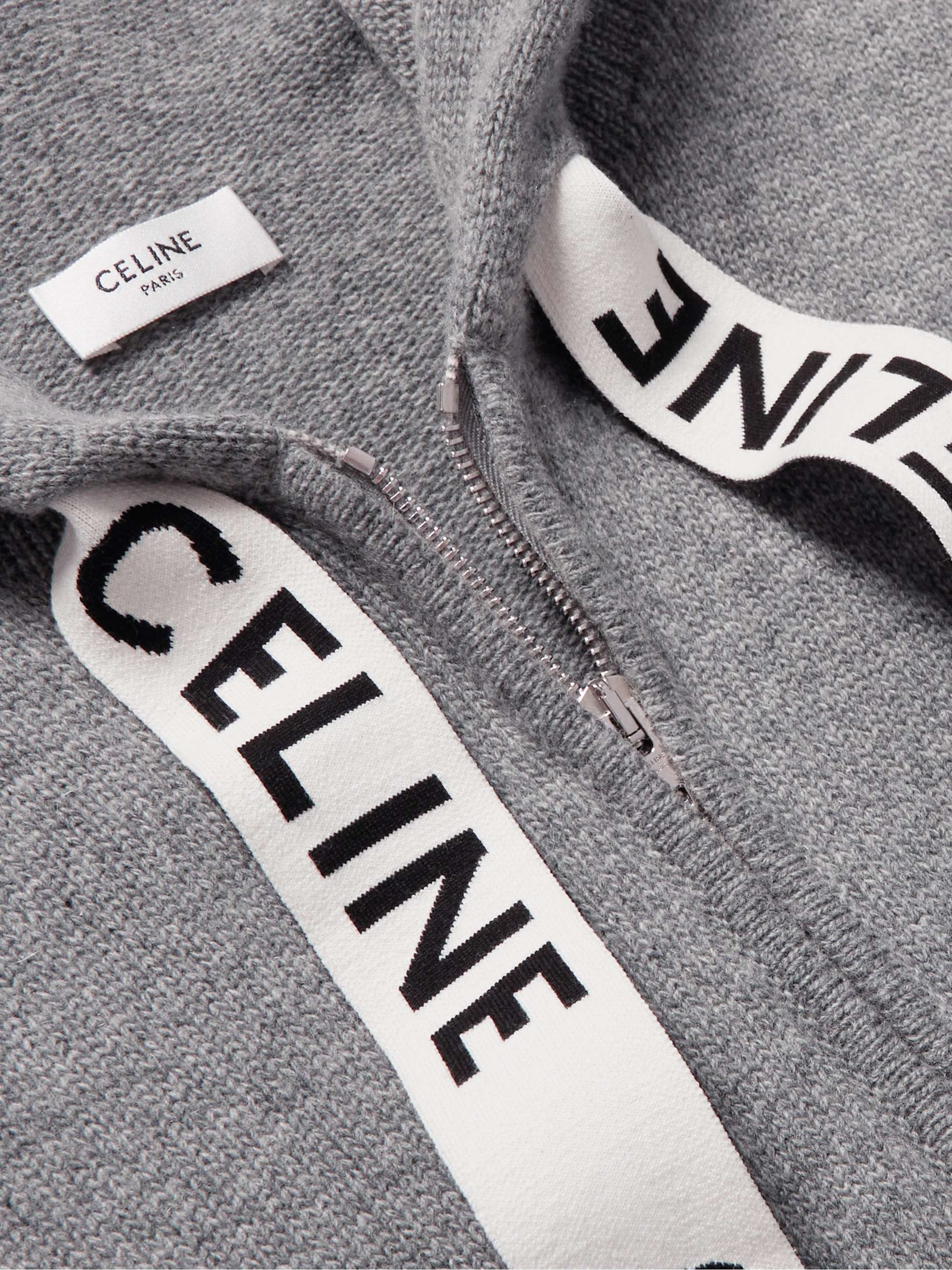 Oversized Logo-Print Wool and Cashmere-Blend Zip-Up Hoodie view