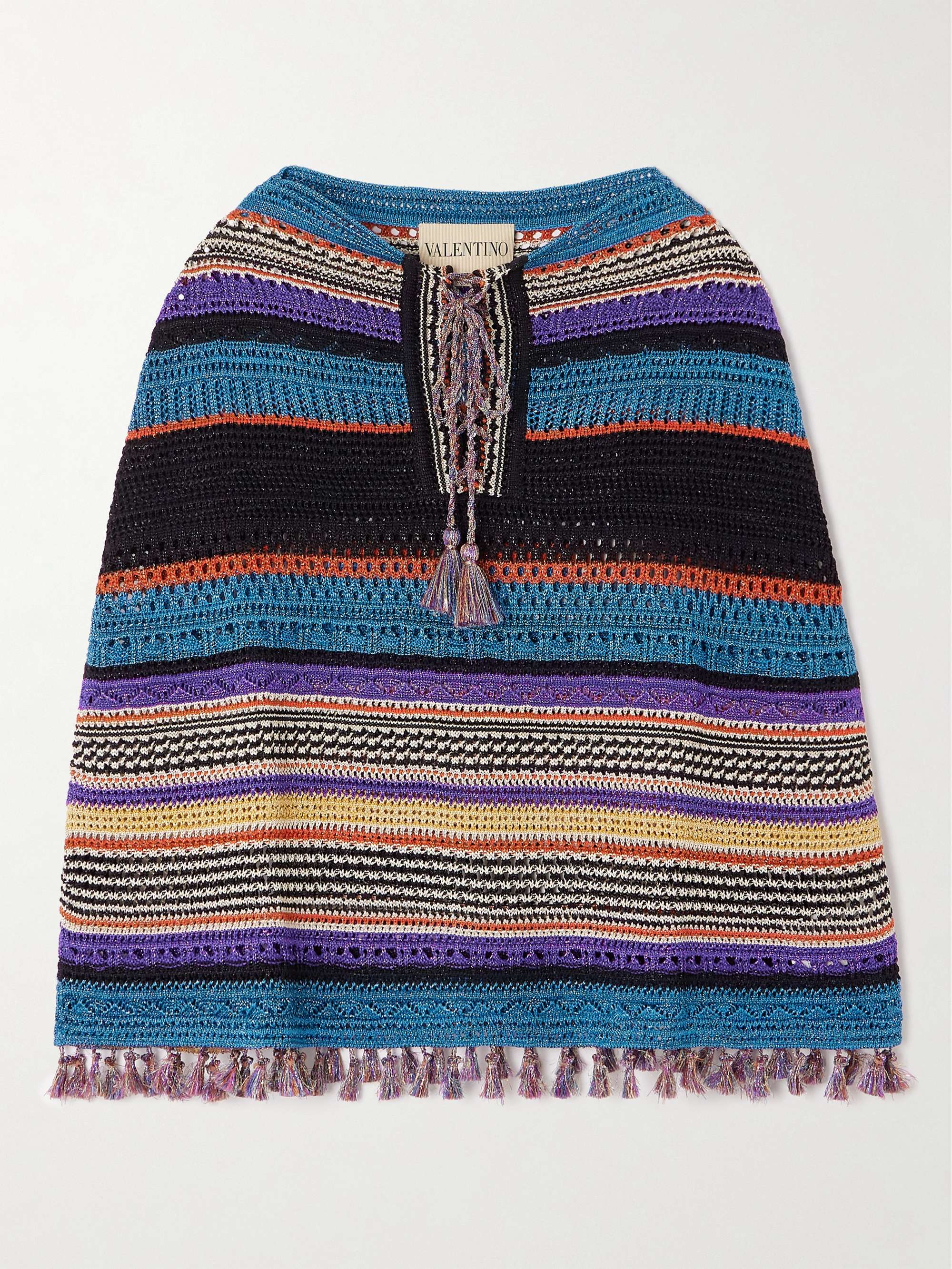 Striped metallic knitted poncho view