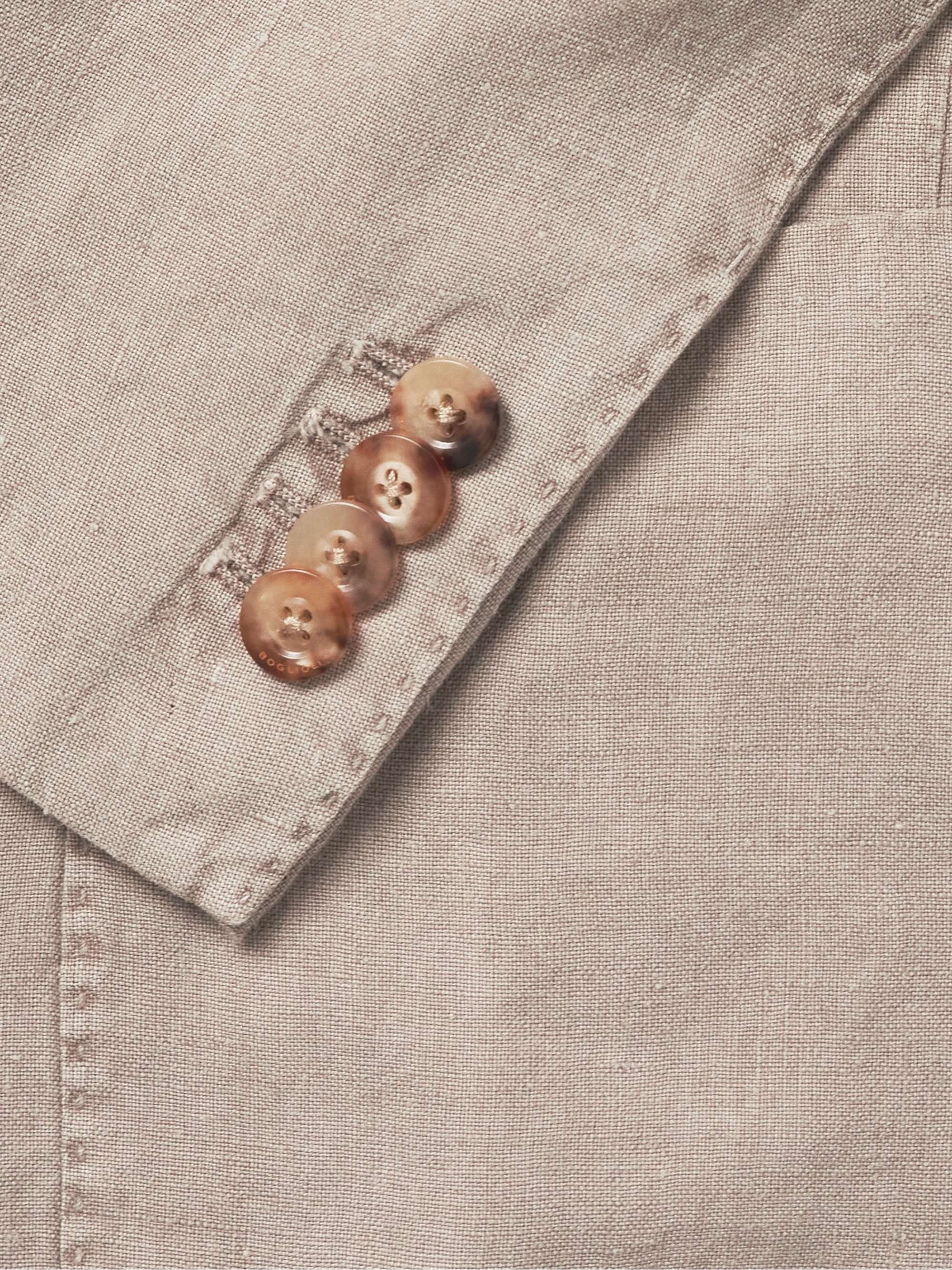 Unstructured Garment-Dyed Linen Double-Breasted Suit Jacket view