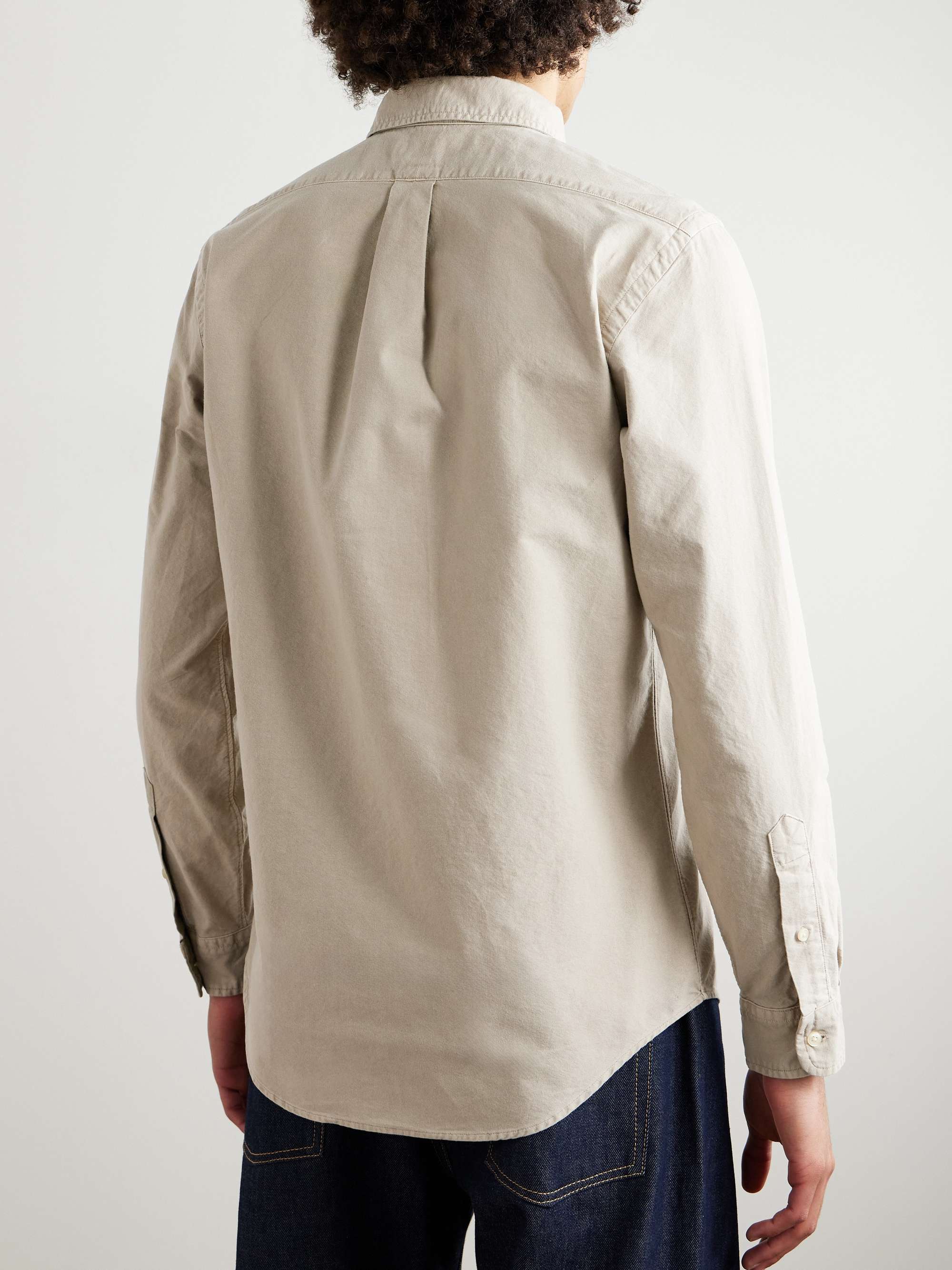 Slim-Fit Button-Down Collar Logo-Embroidered Cotton Oxford Shirt view