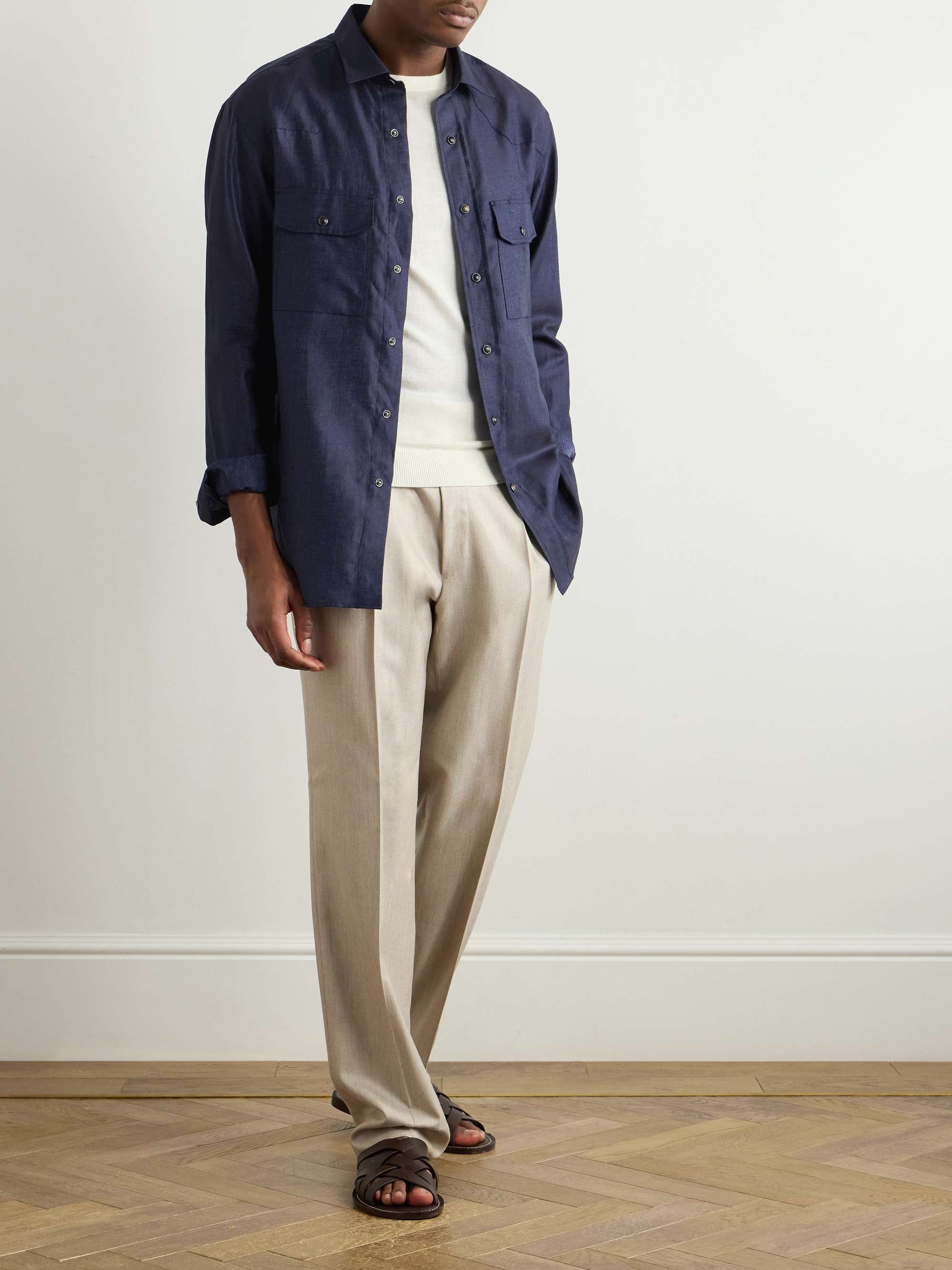 Cotton and Linen-Blend Twill Shirt view