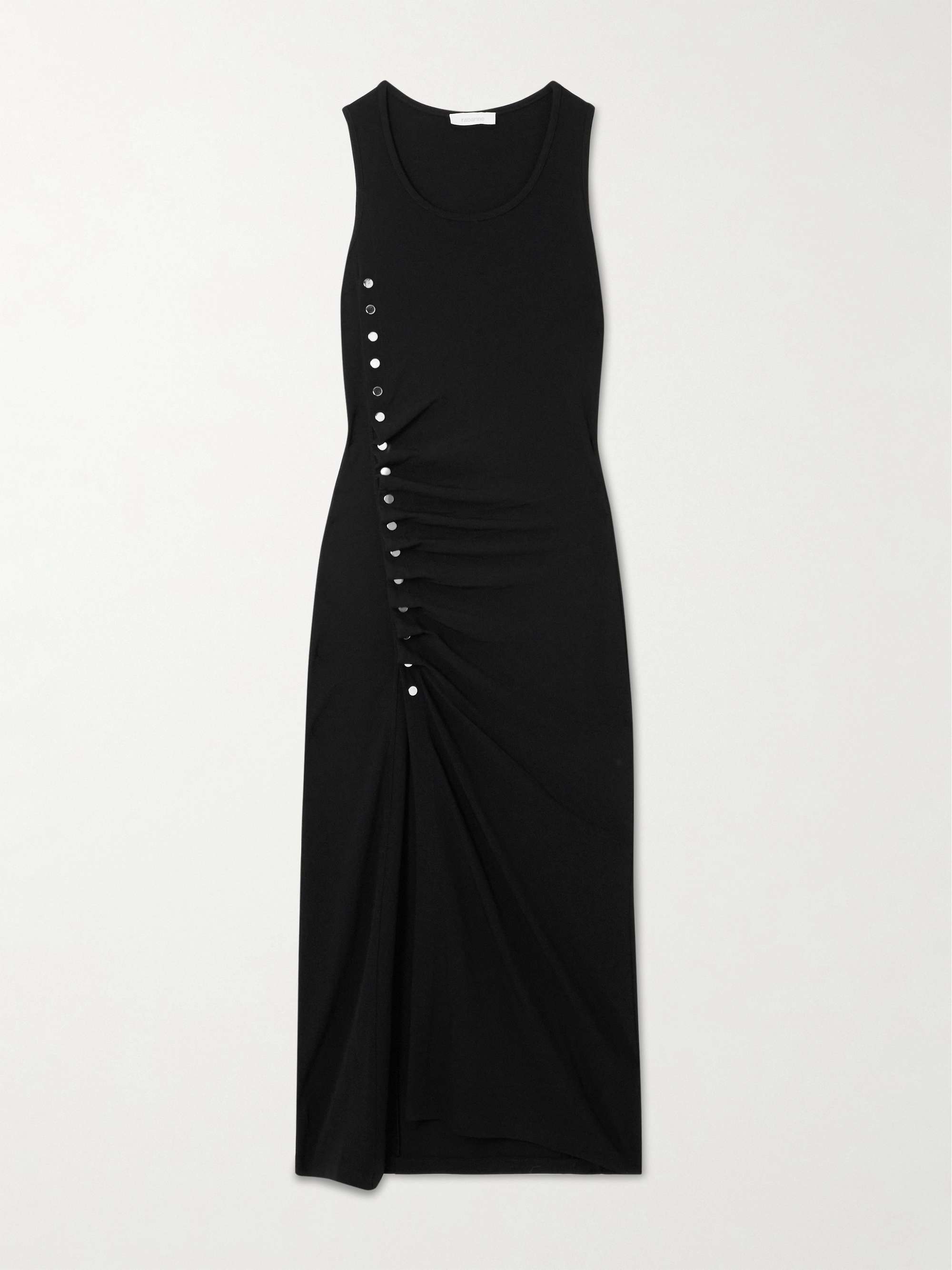 Gathered embellished jersey midi dress view