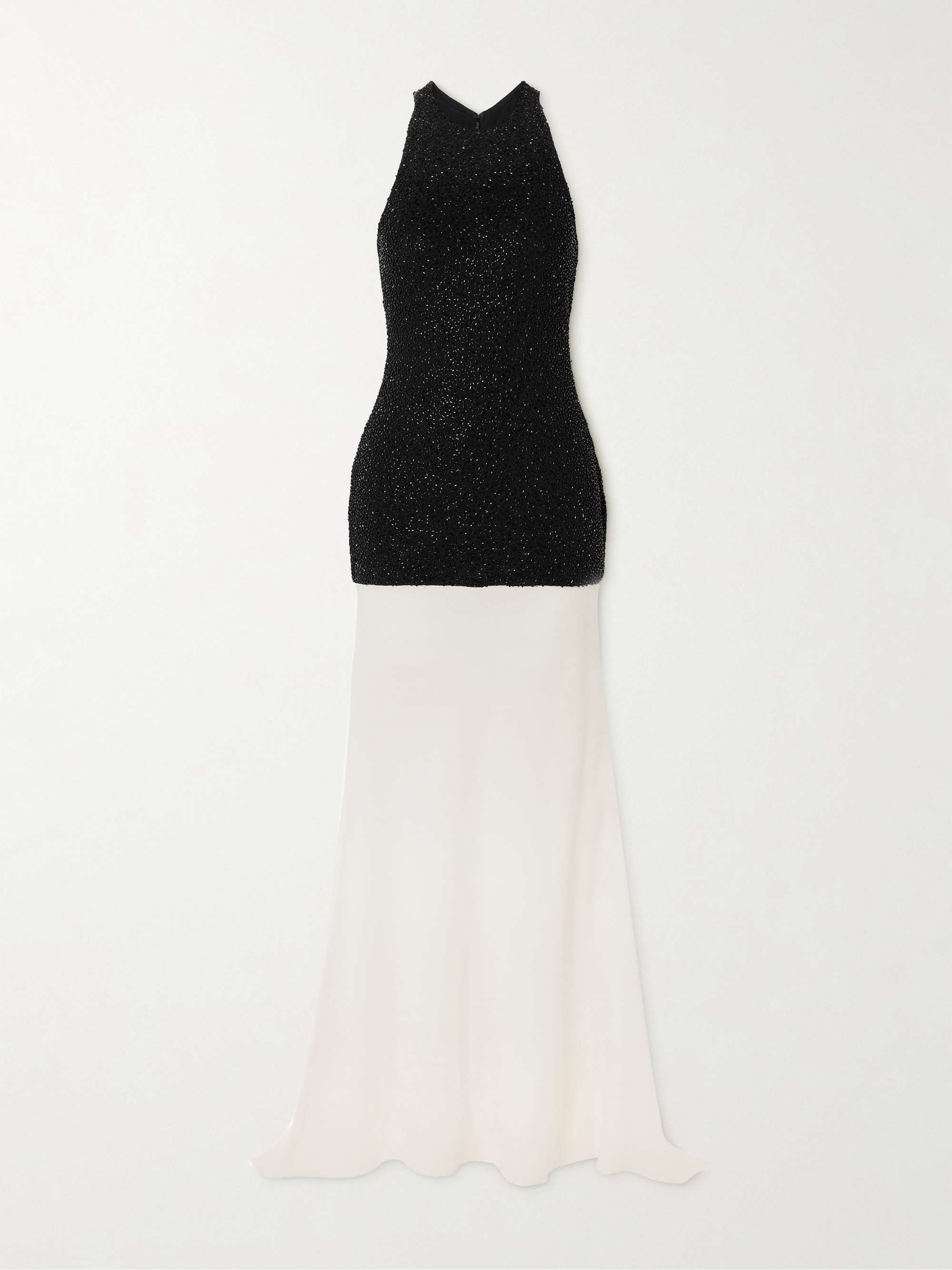 Gabrielle layered bead-embellished mesh and crepe gown view