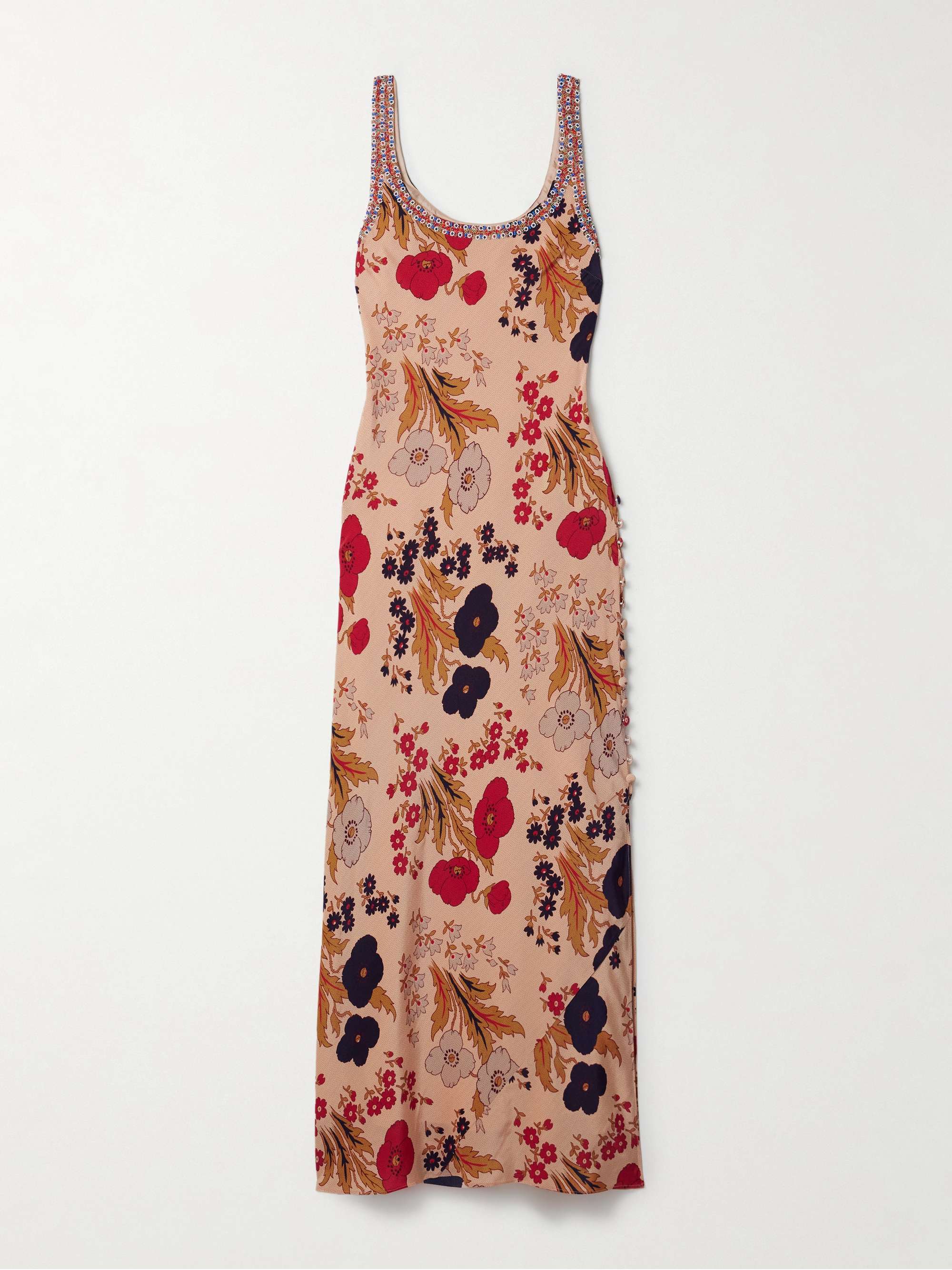 Adele bead-embellished floral-print silk maxi dress view
