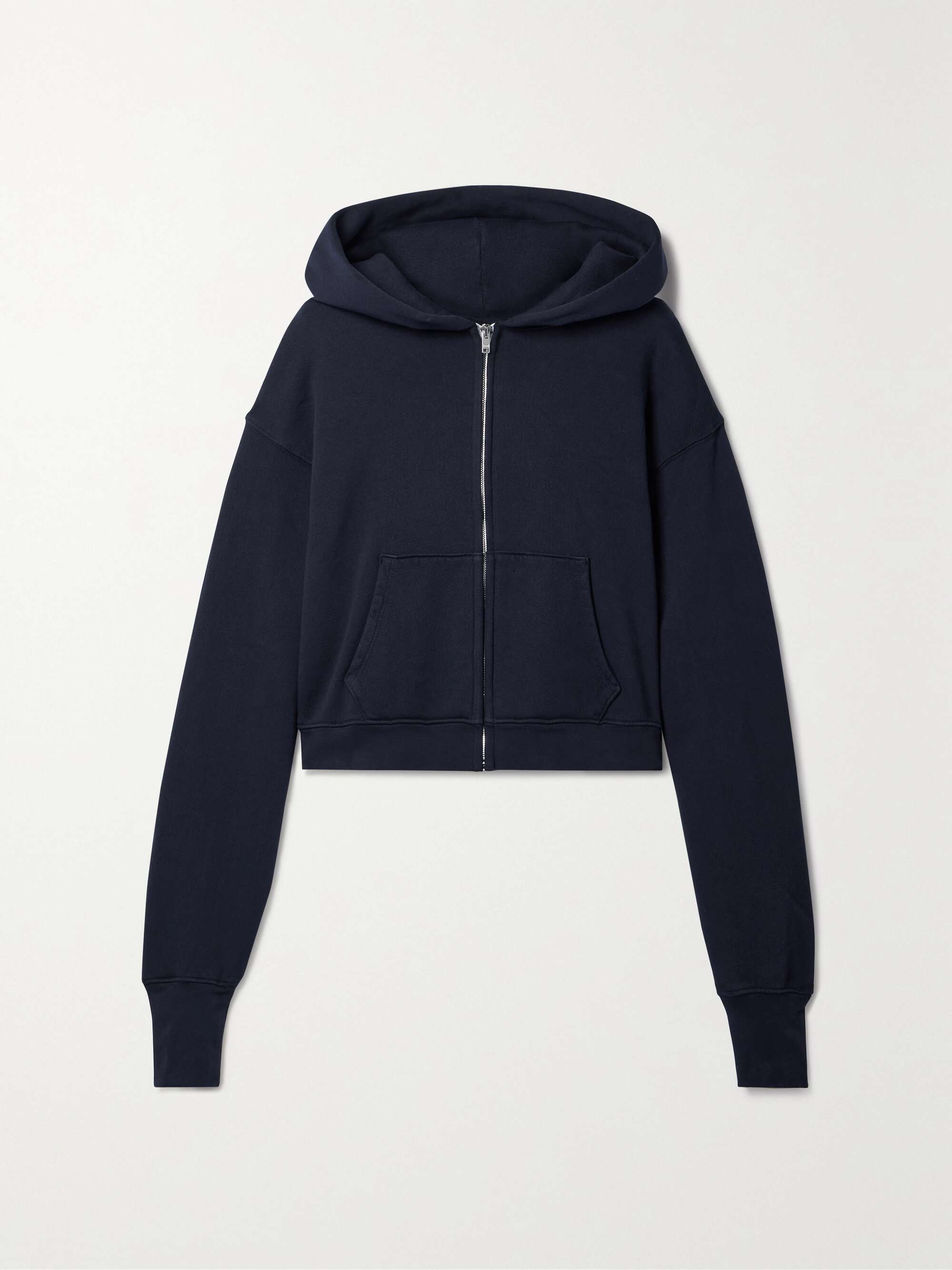 Zendaya cropped cotton-jersey zip-up hoodie view