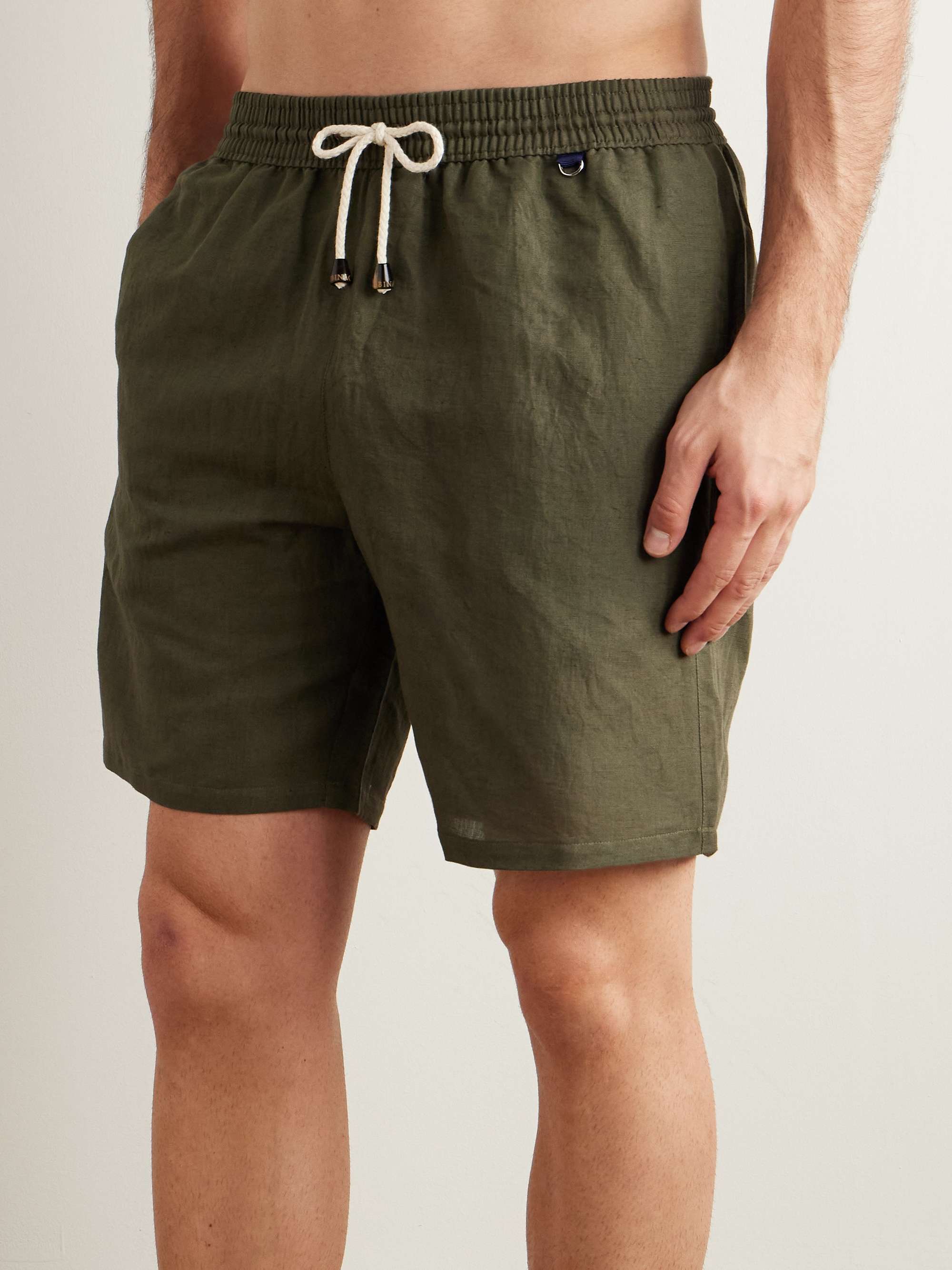 Straight-Leg Mid-Length Linen Swim Shorts view
