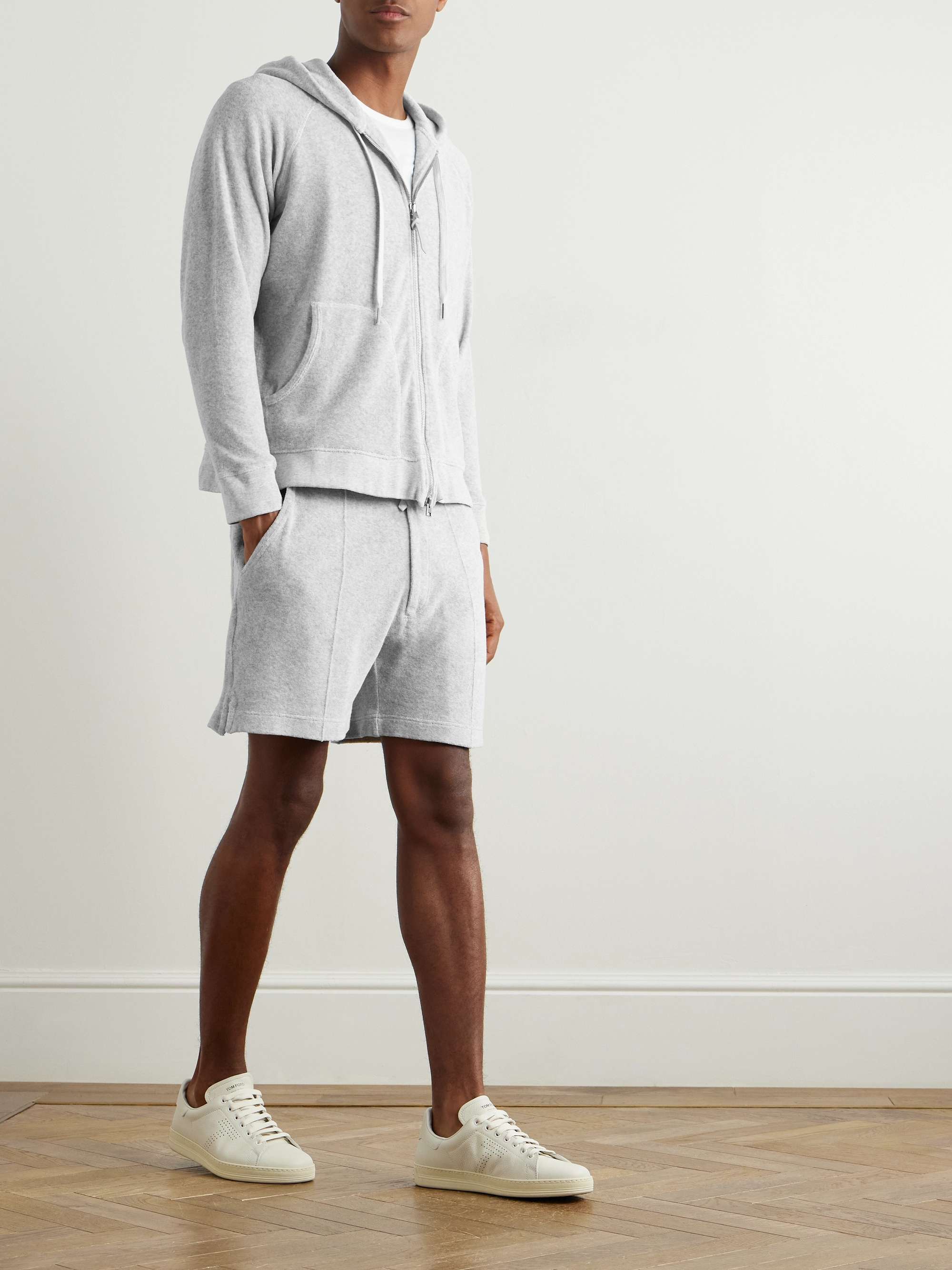 Slim-Fit Cotton-Blend Terry Zip-Up Hoodie view