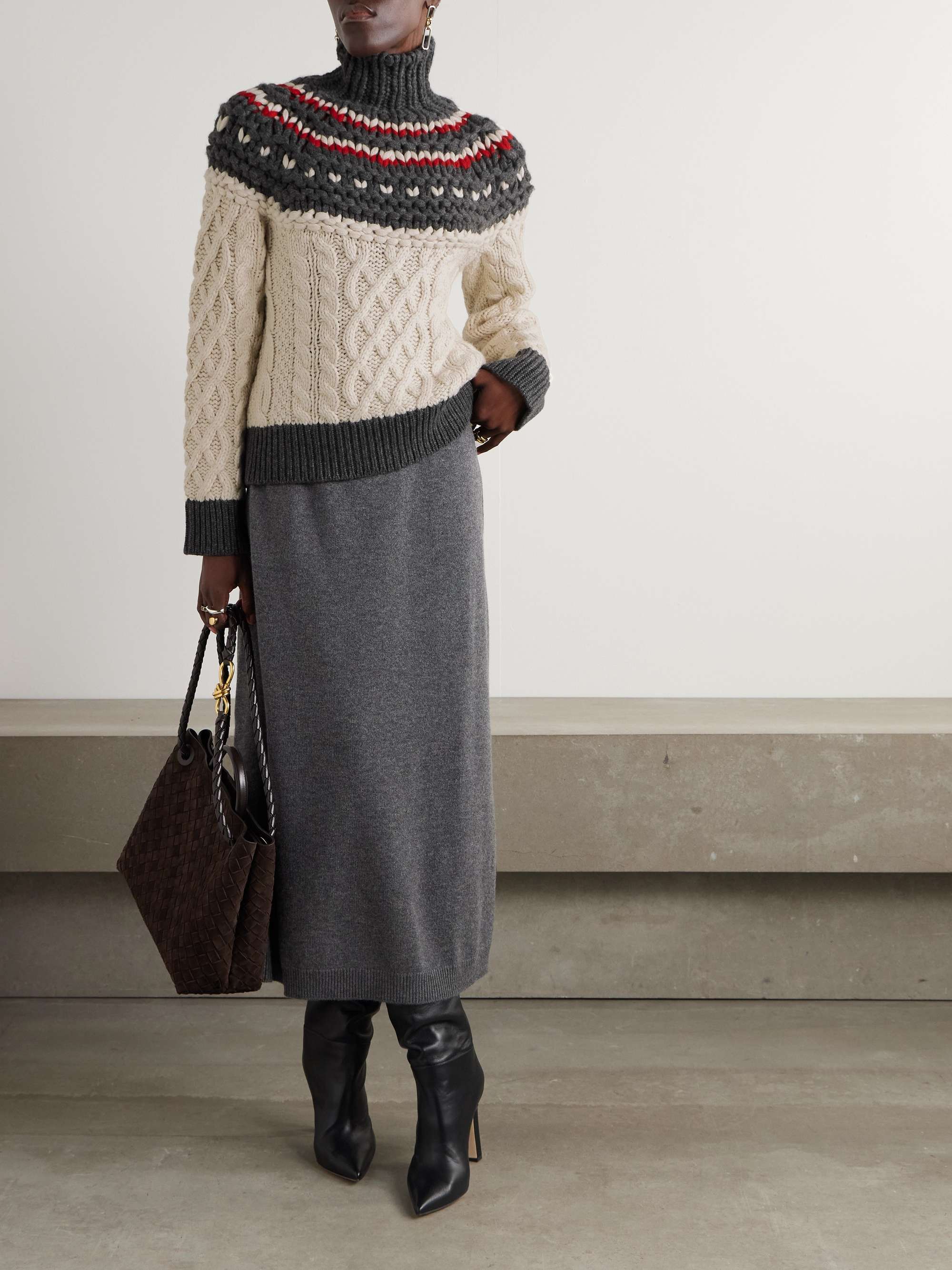 Cable-knit cashmere turtleneck sweater view