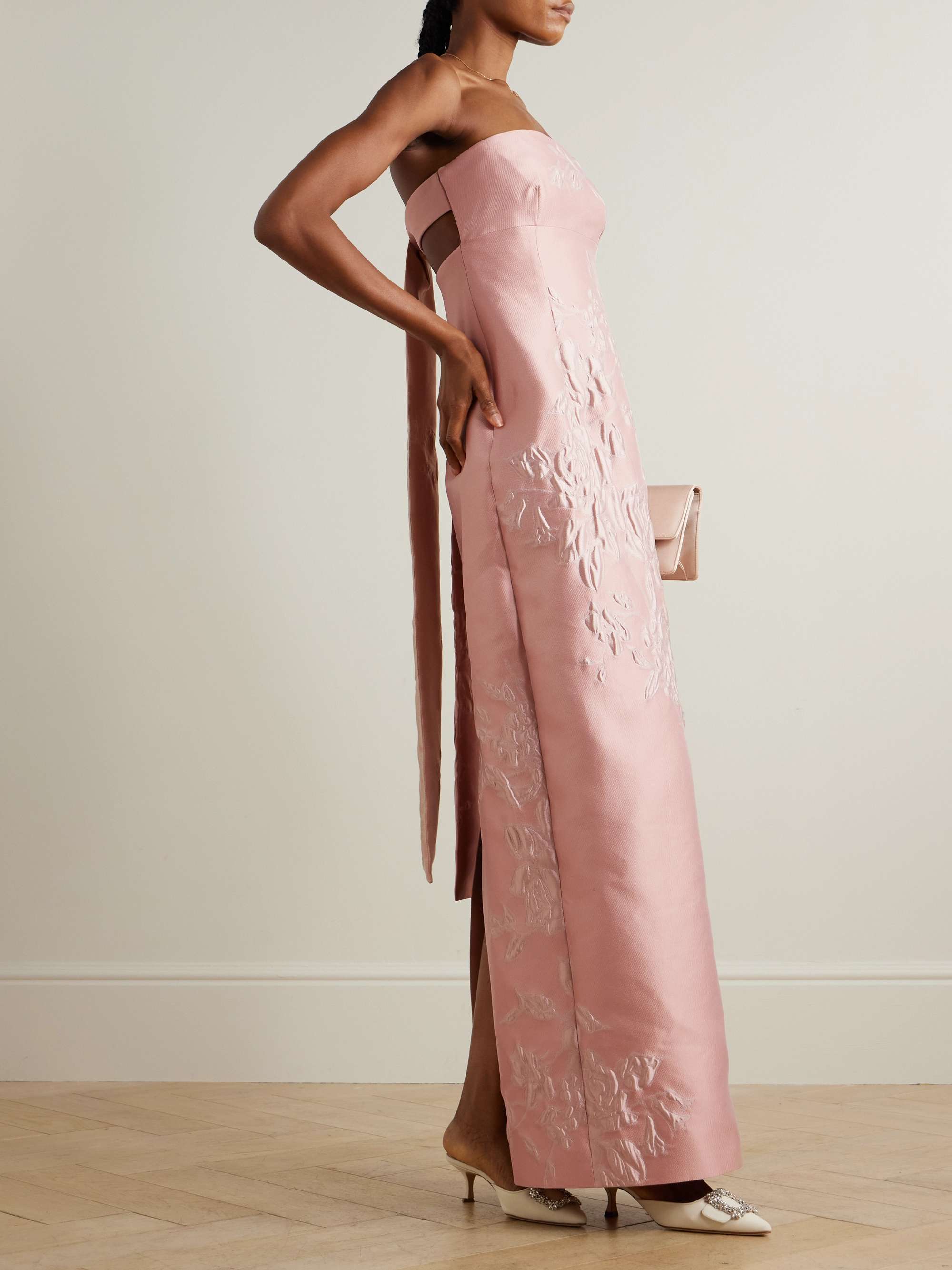 Ximena strapless floral cloqué maxi dress view