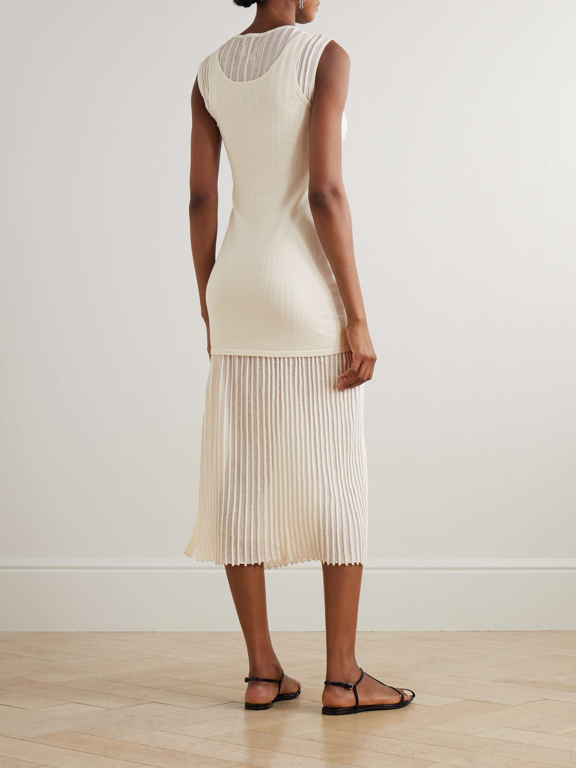 Ada layered ribbed cotton-blend midi dress view