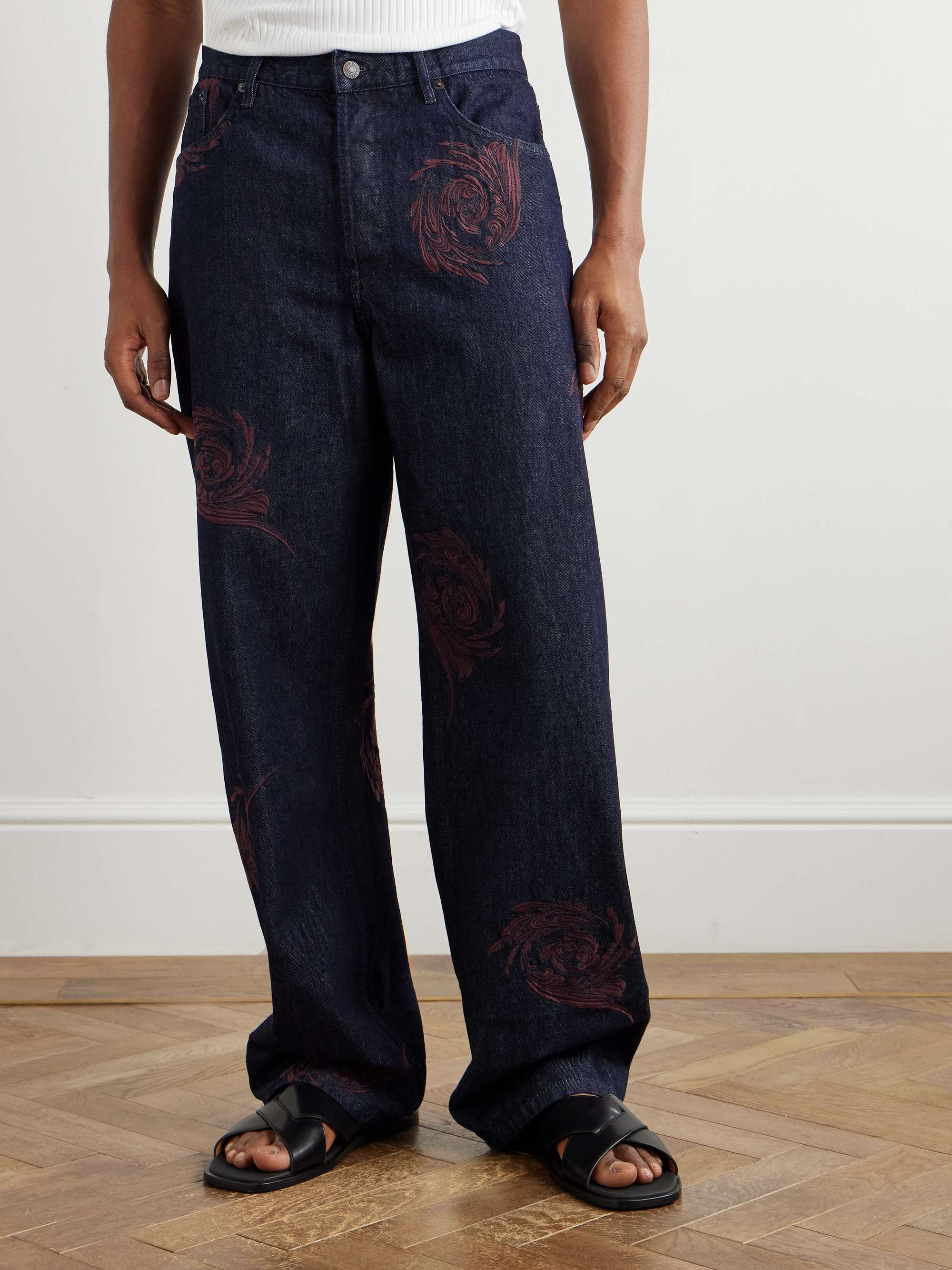 Embroidered Straight-Leg Jeans view