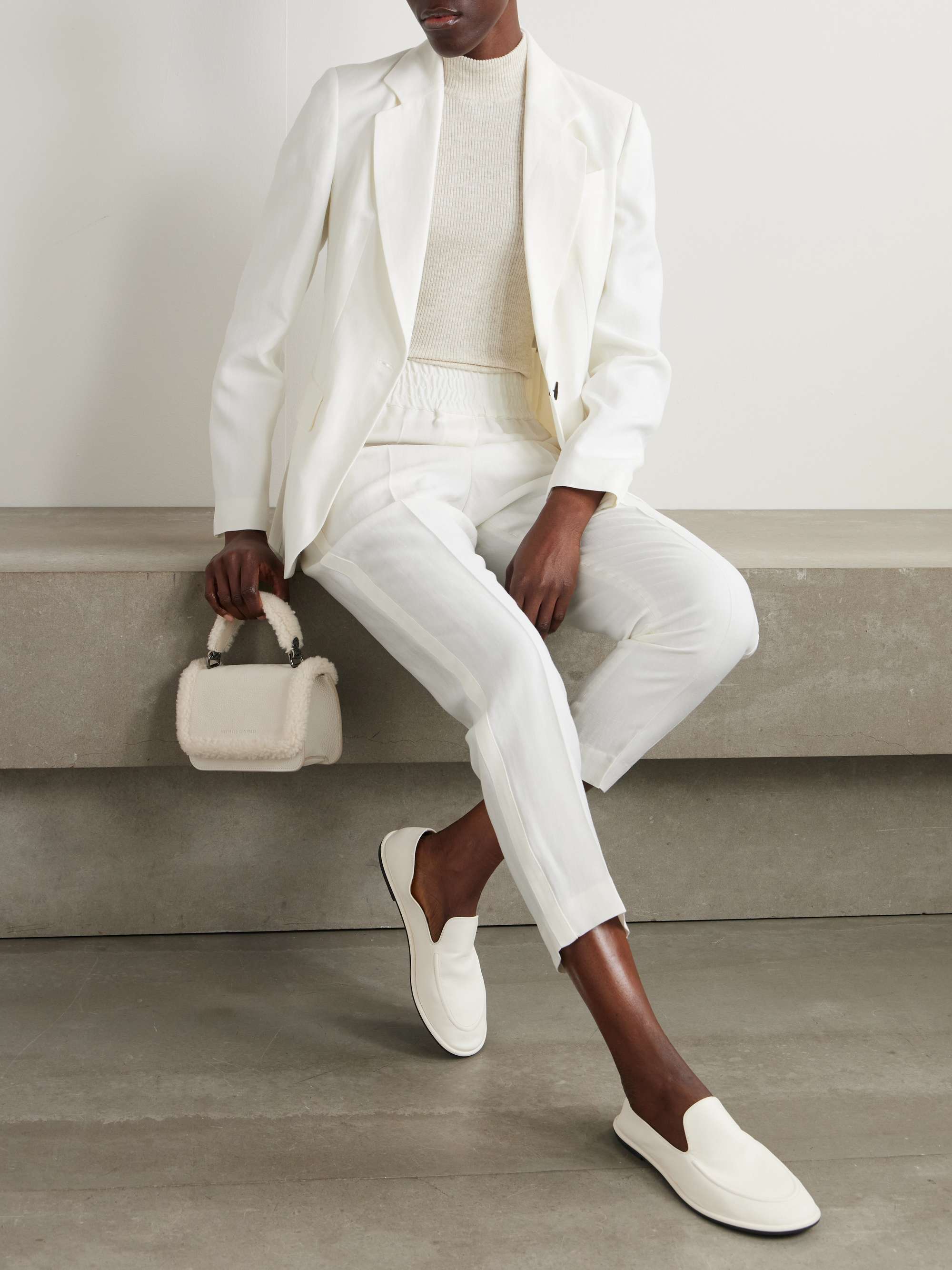 Cropped woven tapered pants view