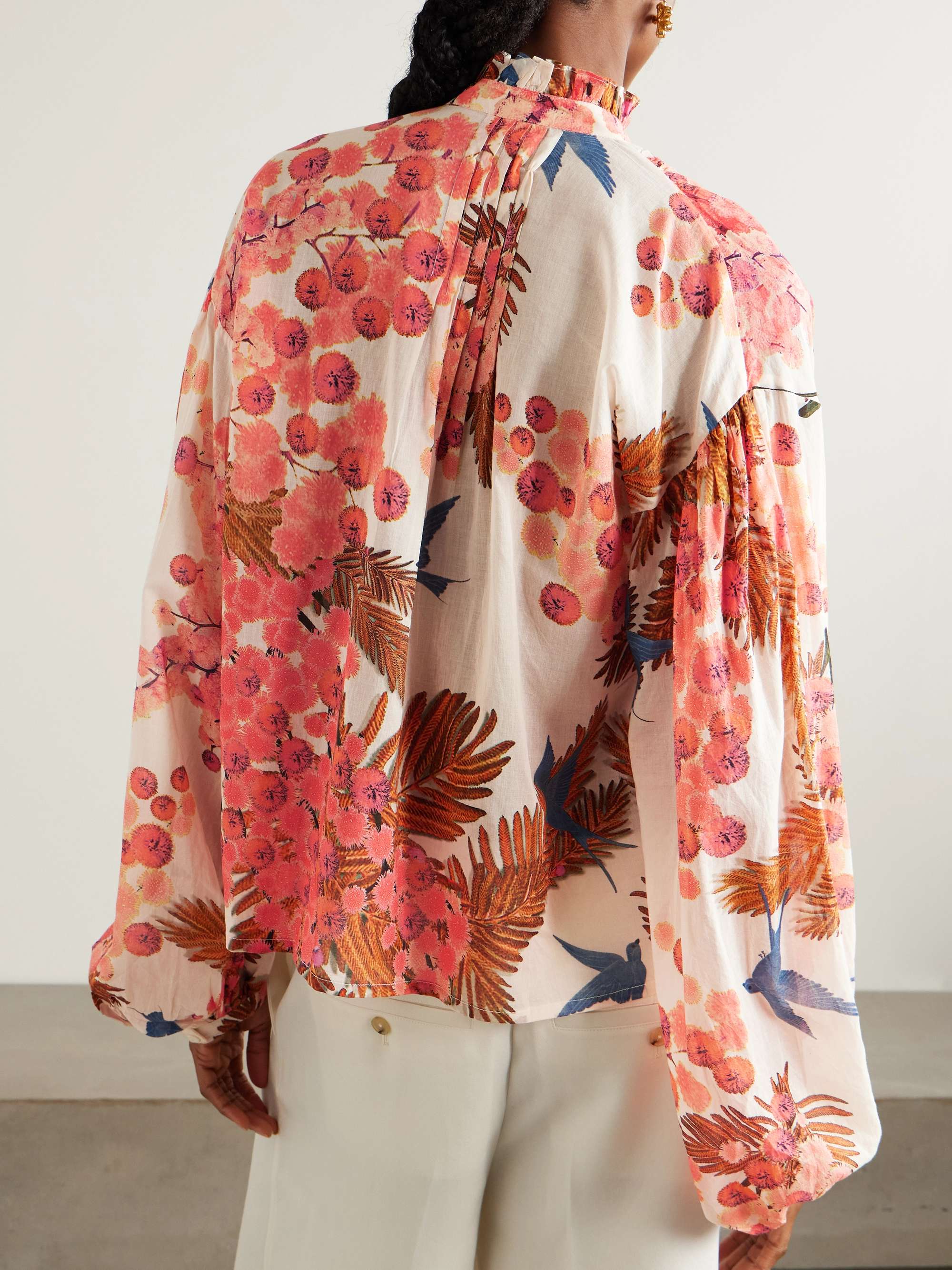 Slava ruffled printed cotton-voile blouse view