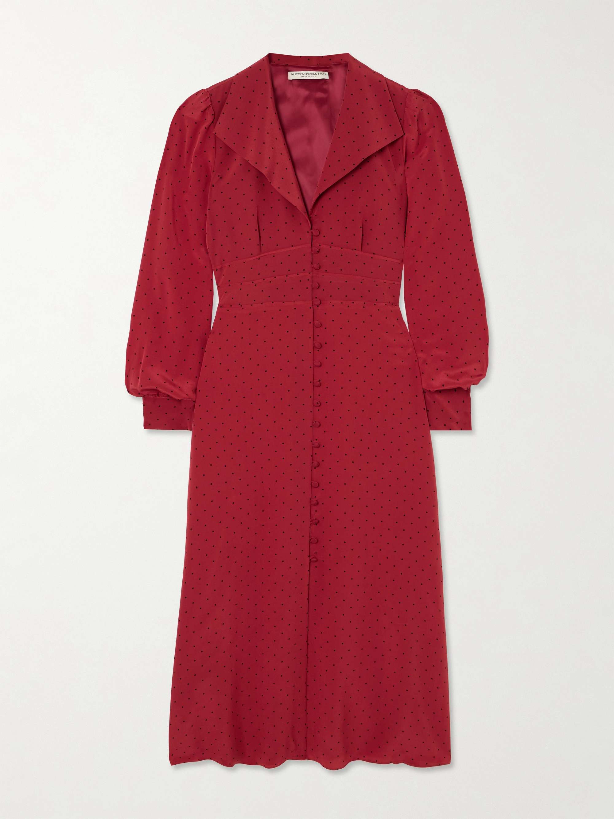 Polka-dot silk-crepe de chine midi shirt dress view