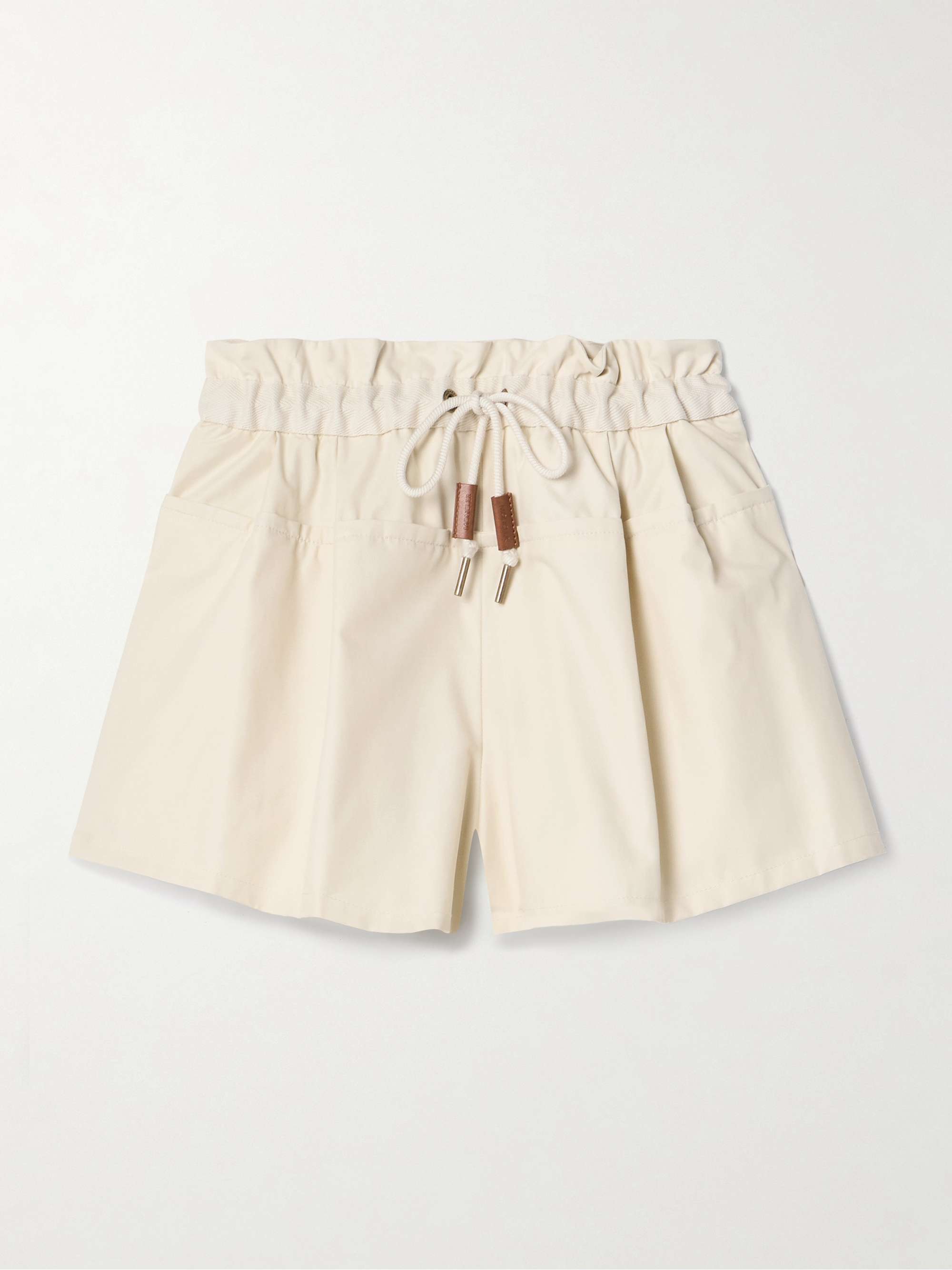 Canvas-trimmed paneled cotton-blend shell shorts view