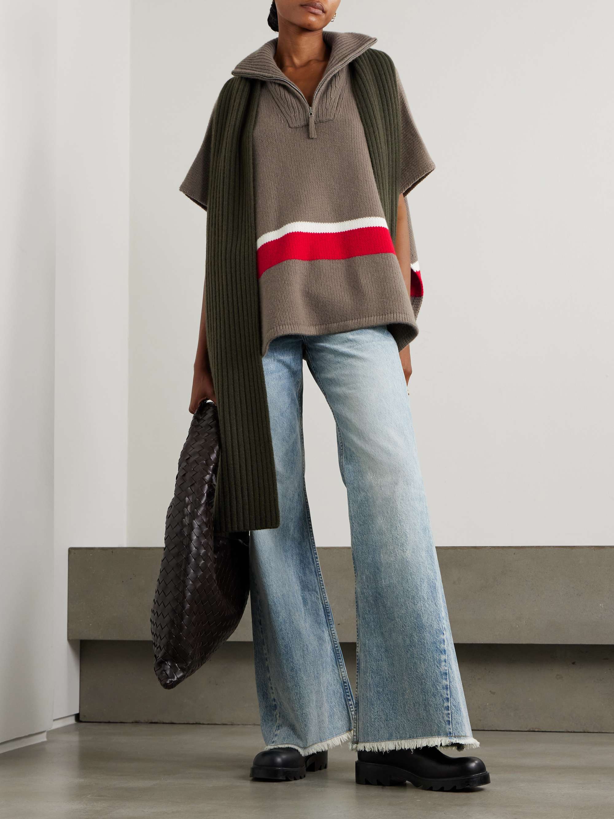 Mona striped cashmere poncho view