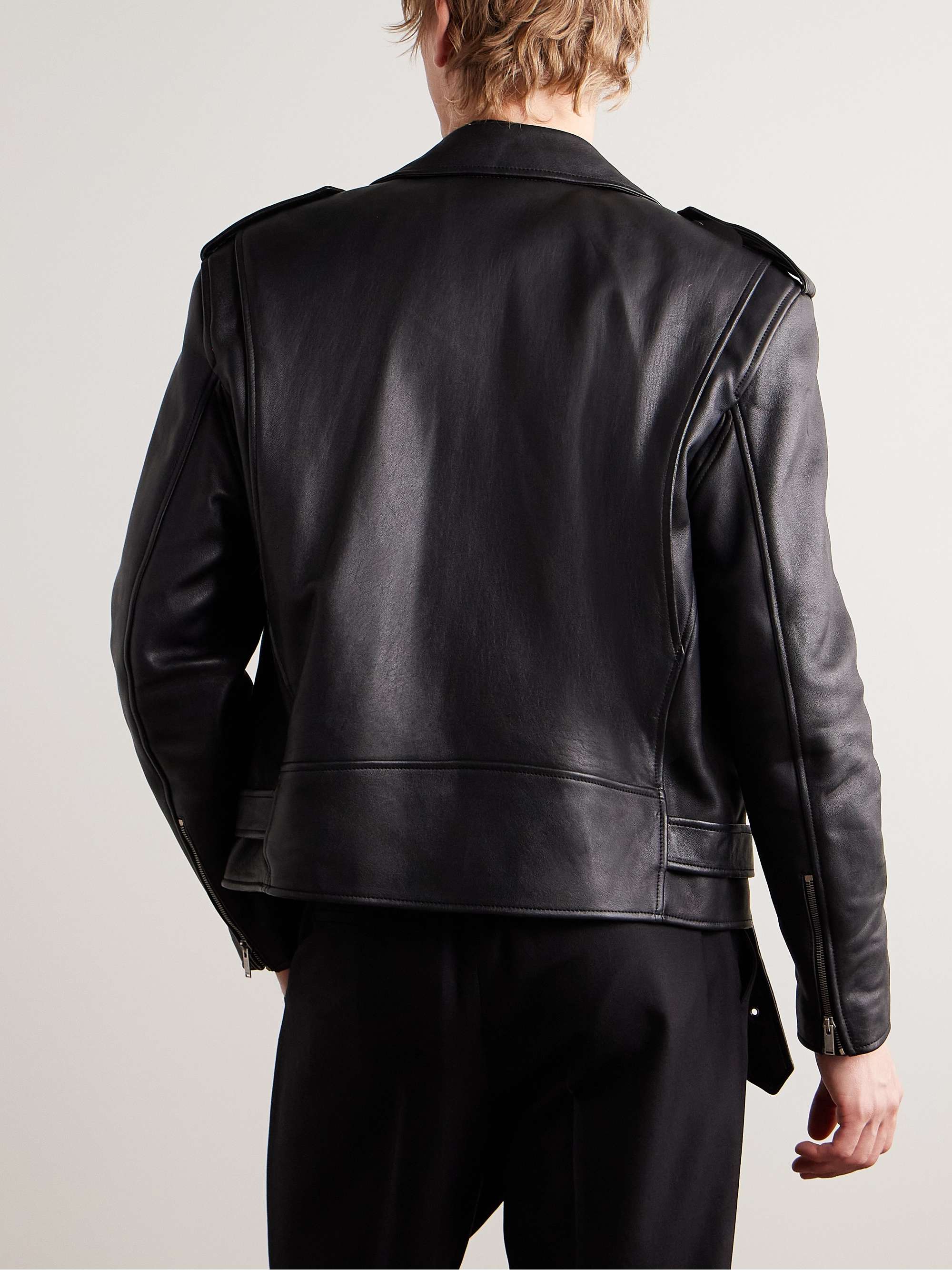 Belted Leather Biker Jacket view