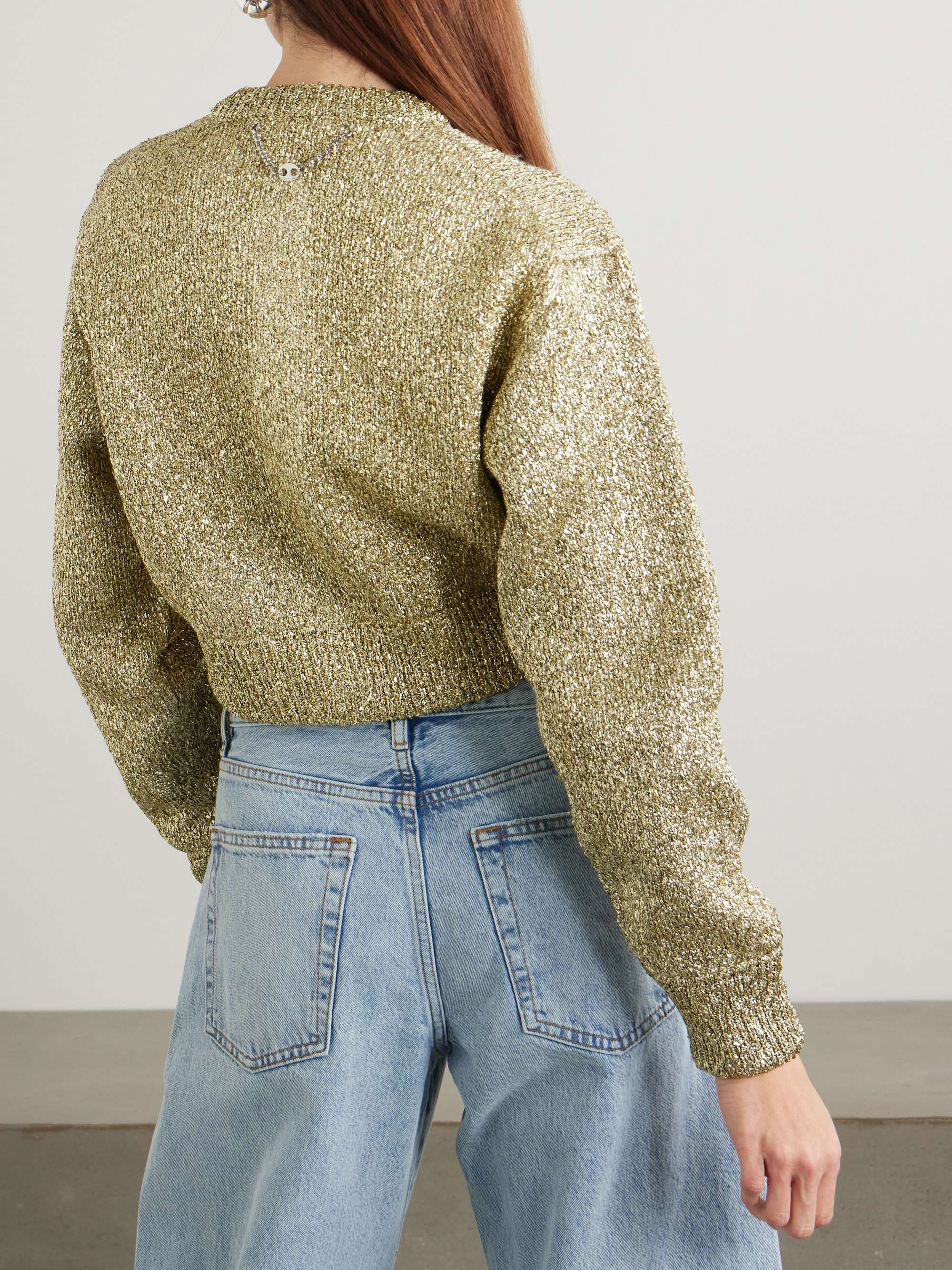 Metallic wool-blend cardigan view