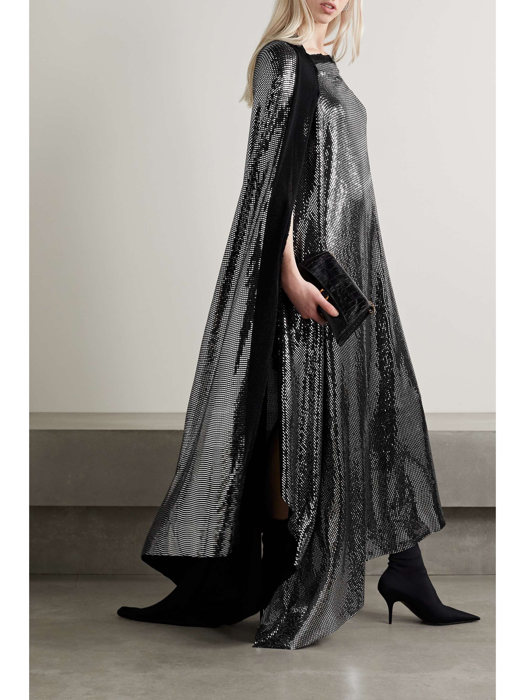 Embellished sequined stretch-knit gown view