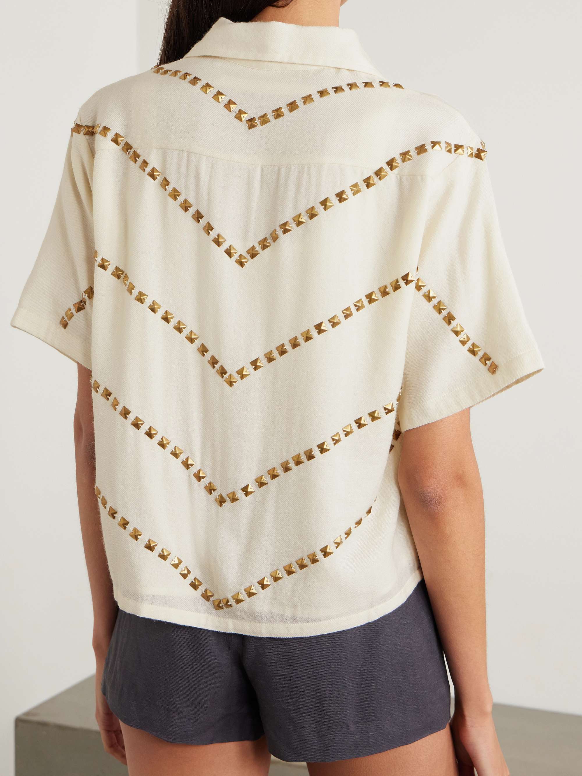 Stevie studded wool-twill shirt view