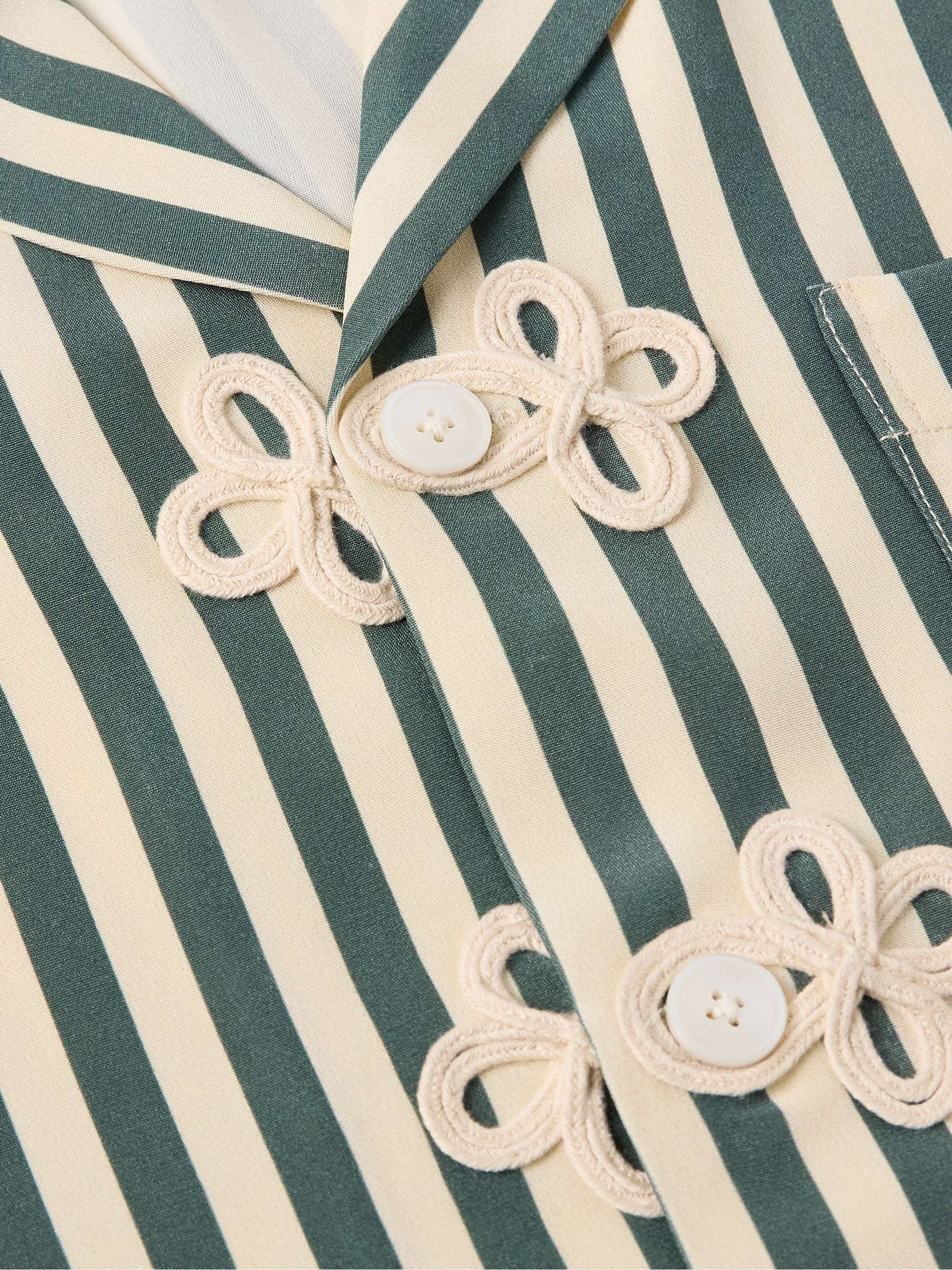 Trillium Camp-Collar Appliquéd Striped Silk Shirt view