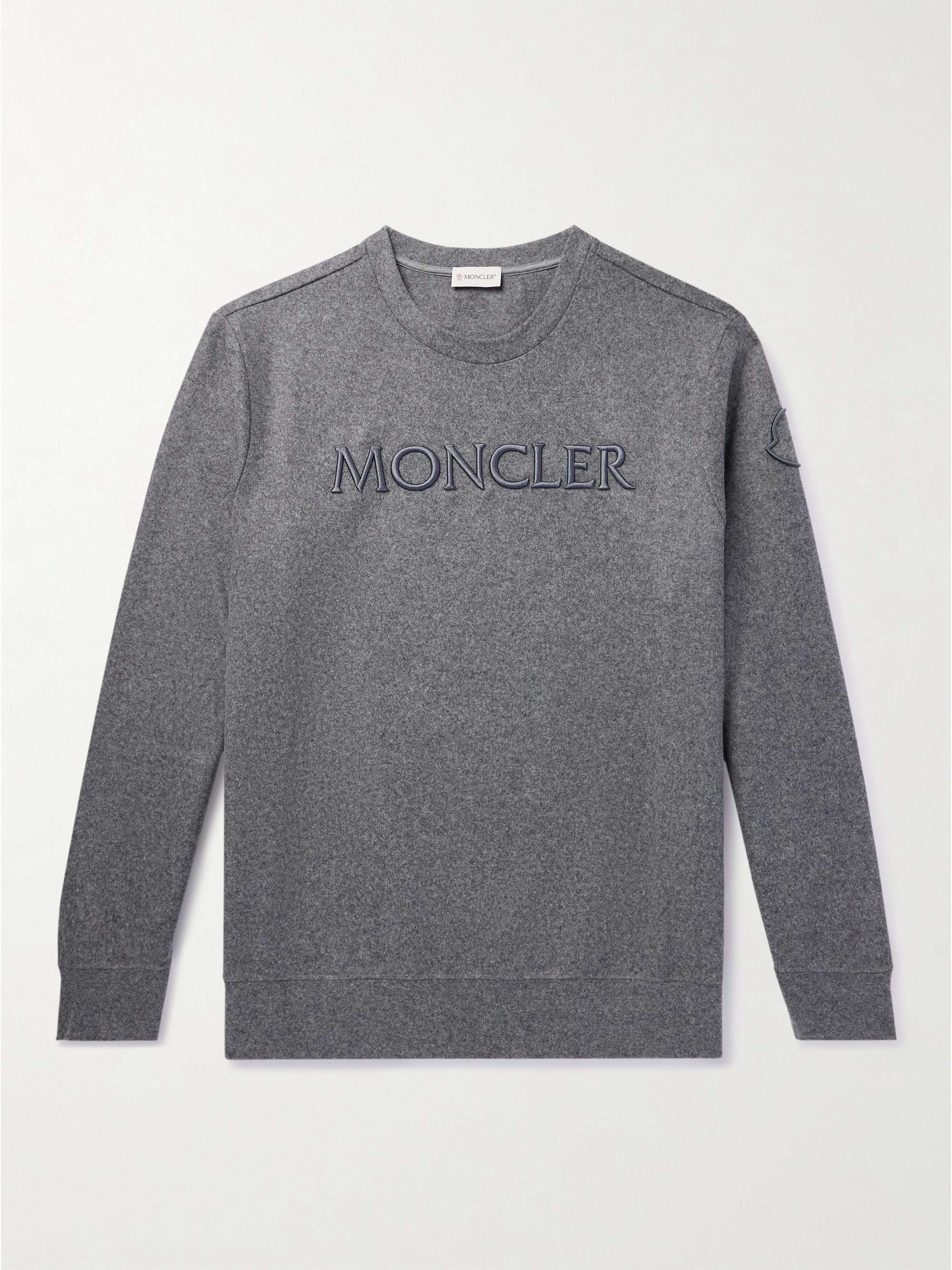 Logo-Embroidered Wool-Blend Felt Sweatshirt view