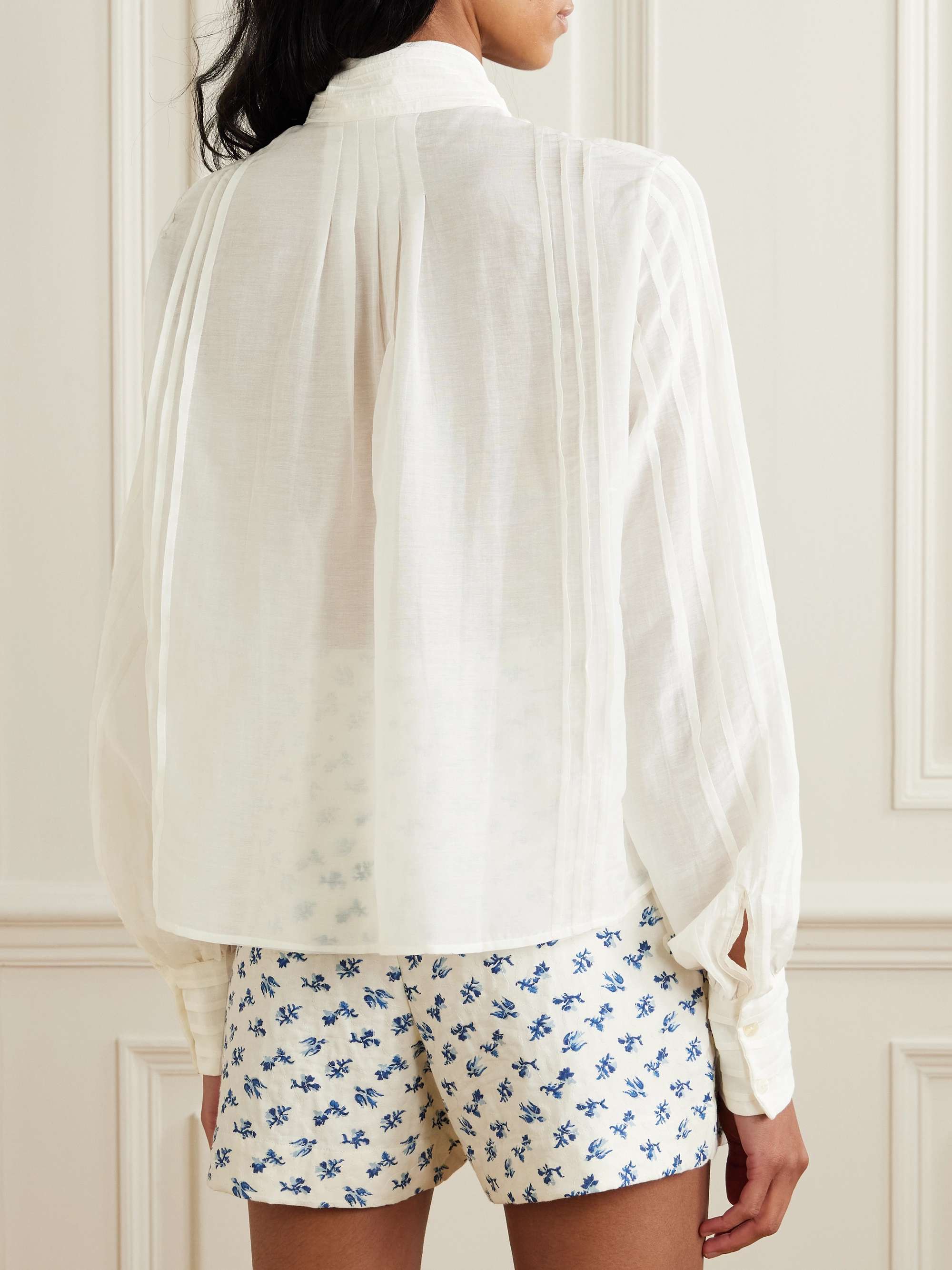 Alba pussy-bow pintucked cotton and silk-blend voile shirt view