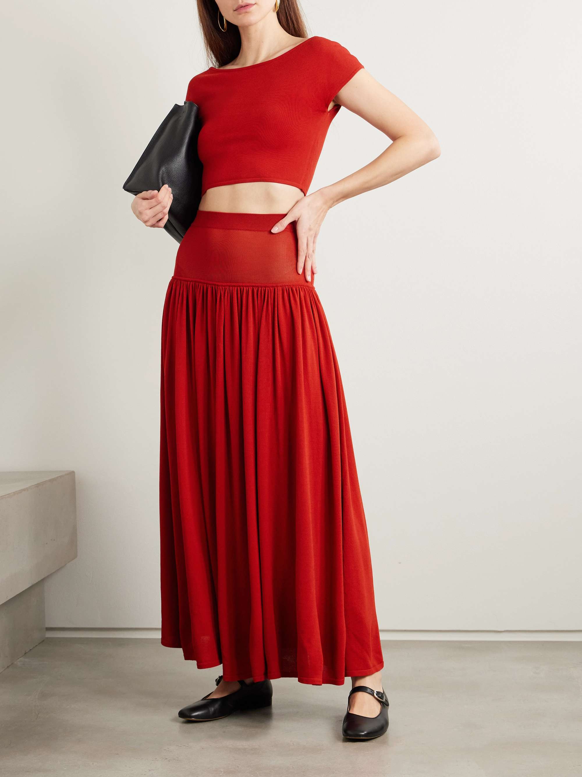 Romy gathered knitted maxi skirt view