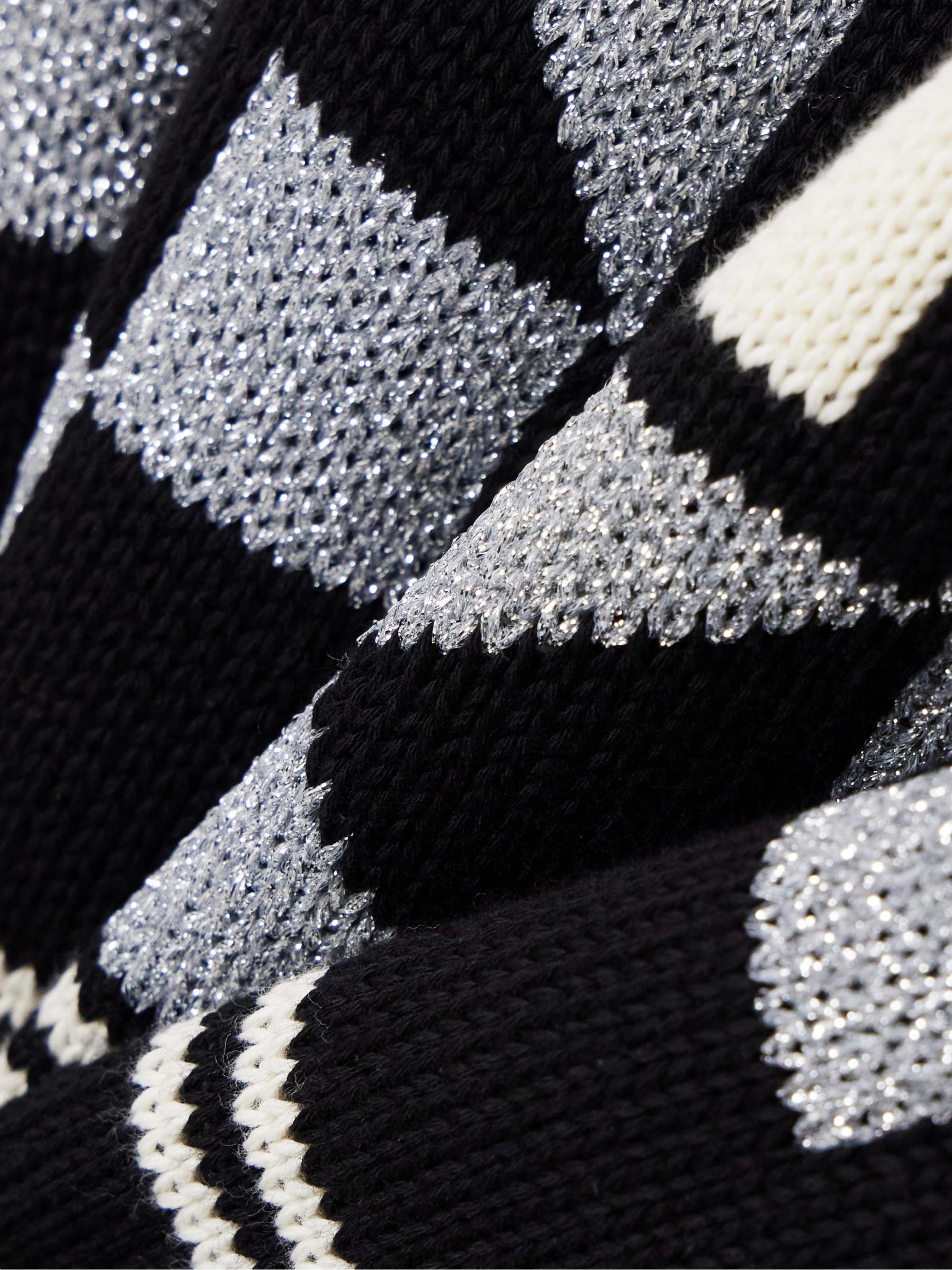 Lara intarsia-knit metallic cotton-blend turtleneck sweater view