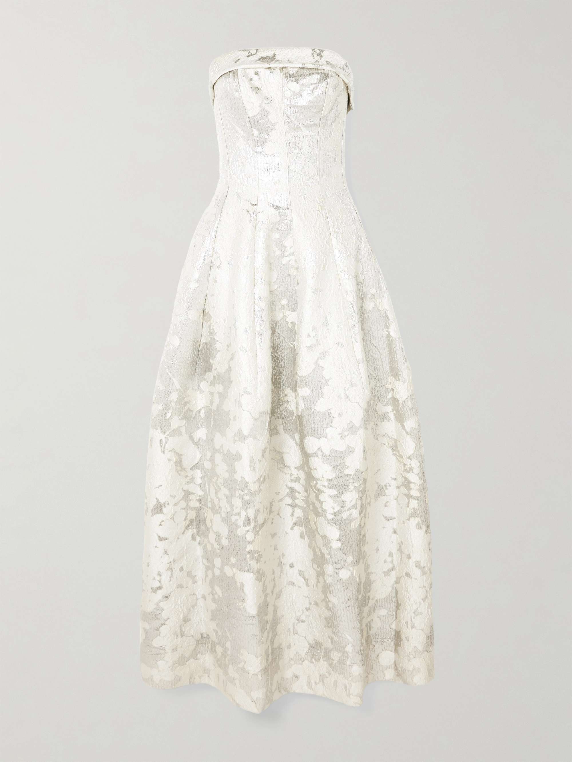 Octavia strapless metallic brocade gown view