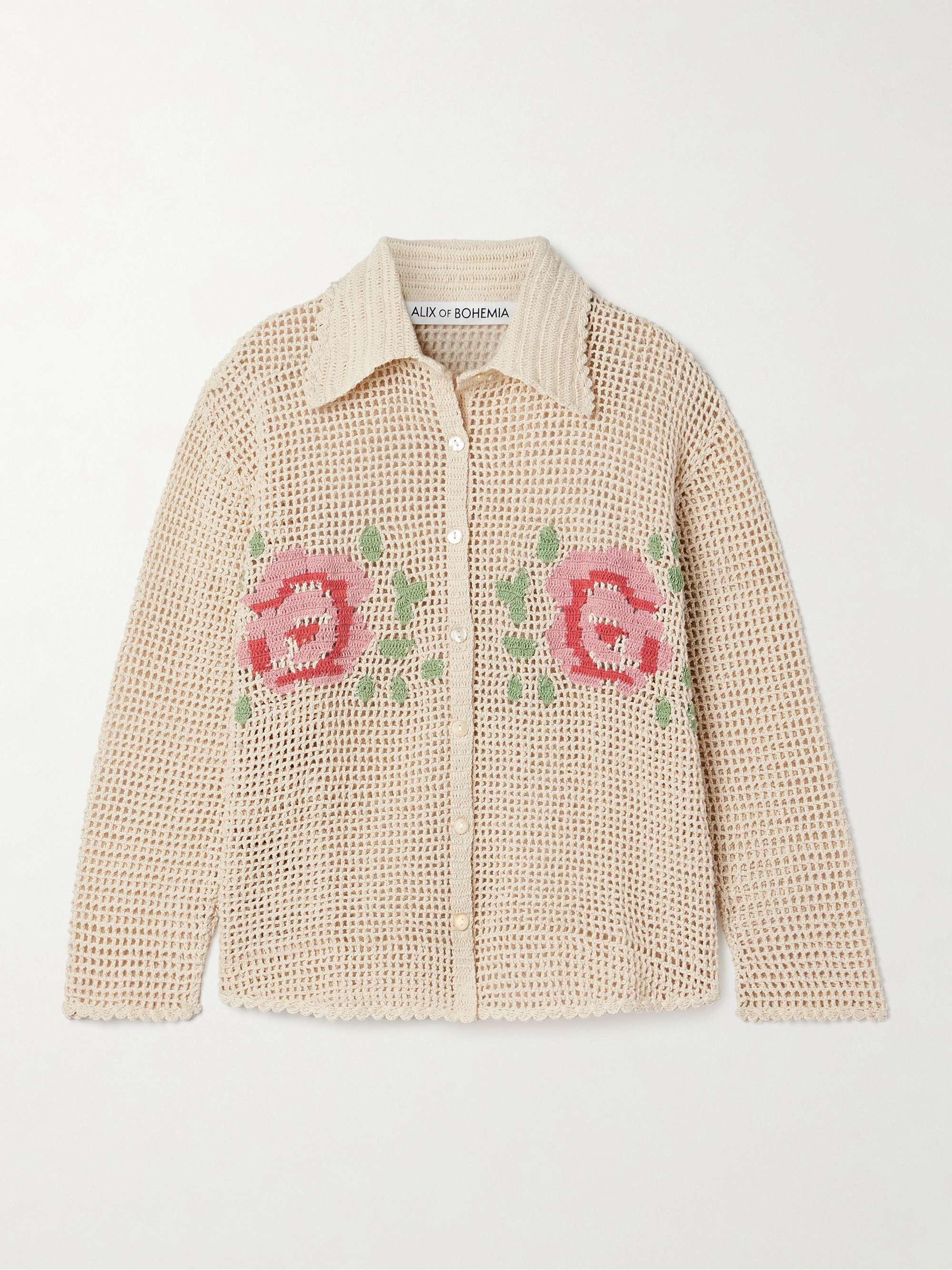 Emery embroidered crocheted cotton shirt view