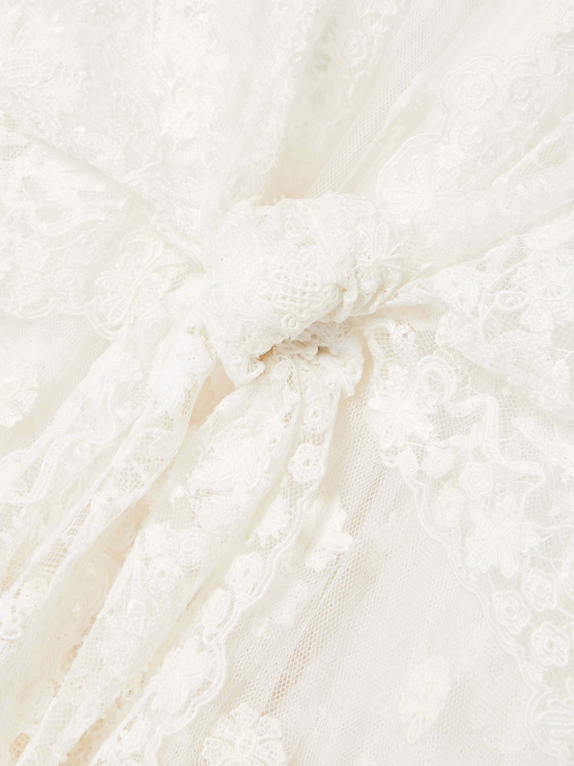 Cape-effect knotted lace blouse view