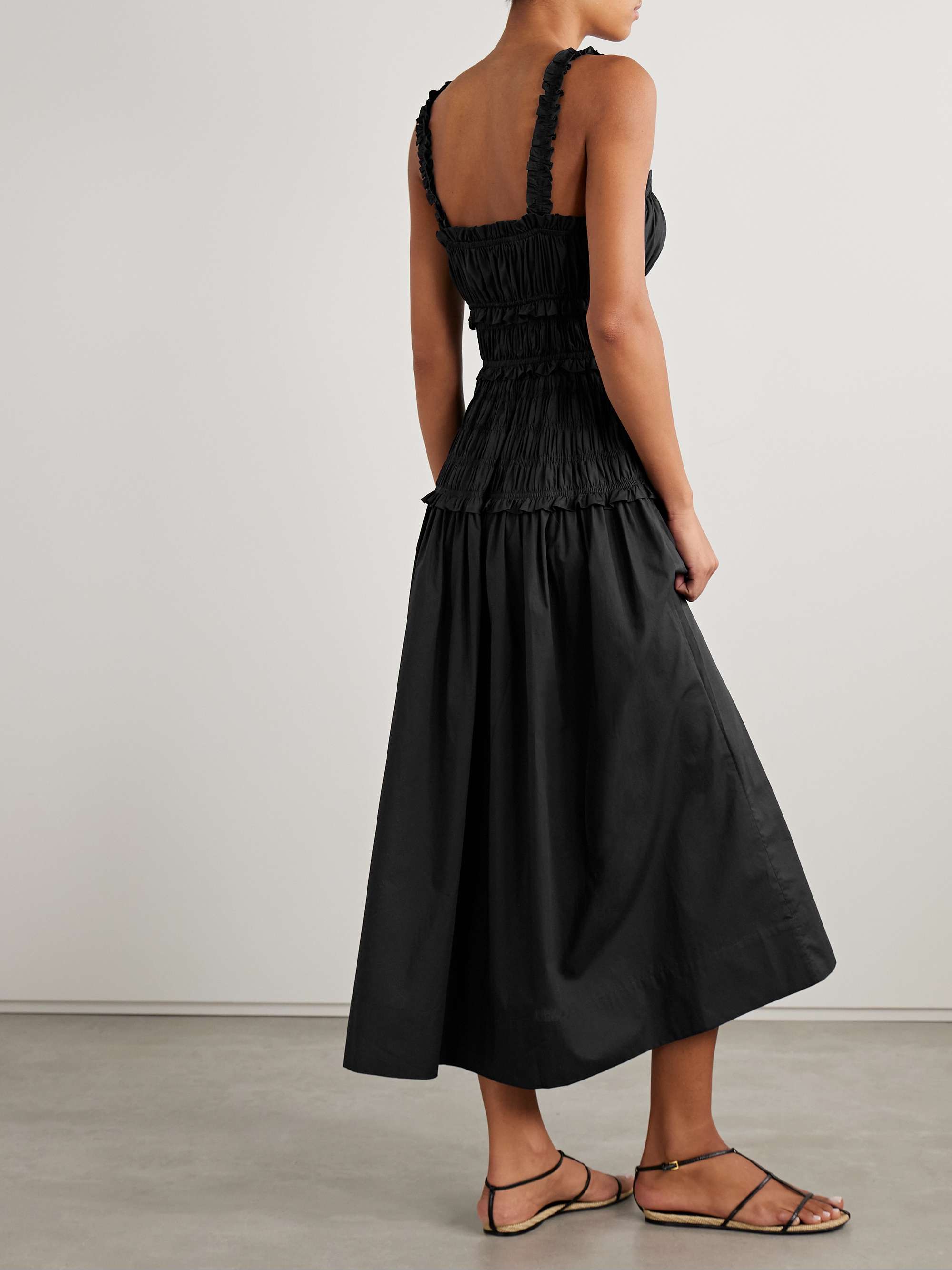 Marianne shirred organic cotton-poplin midi dress view
