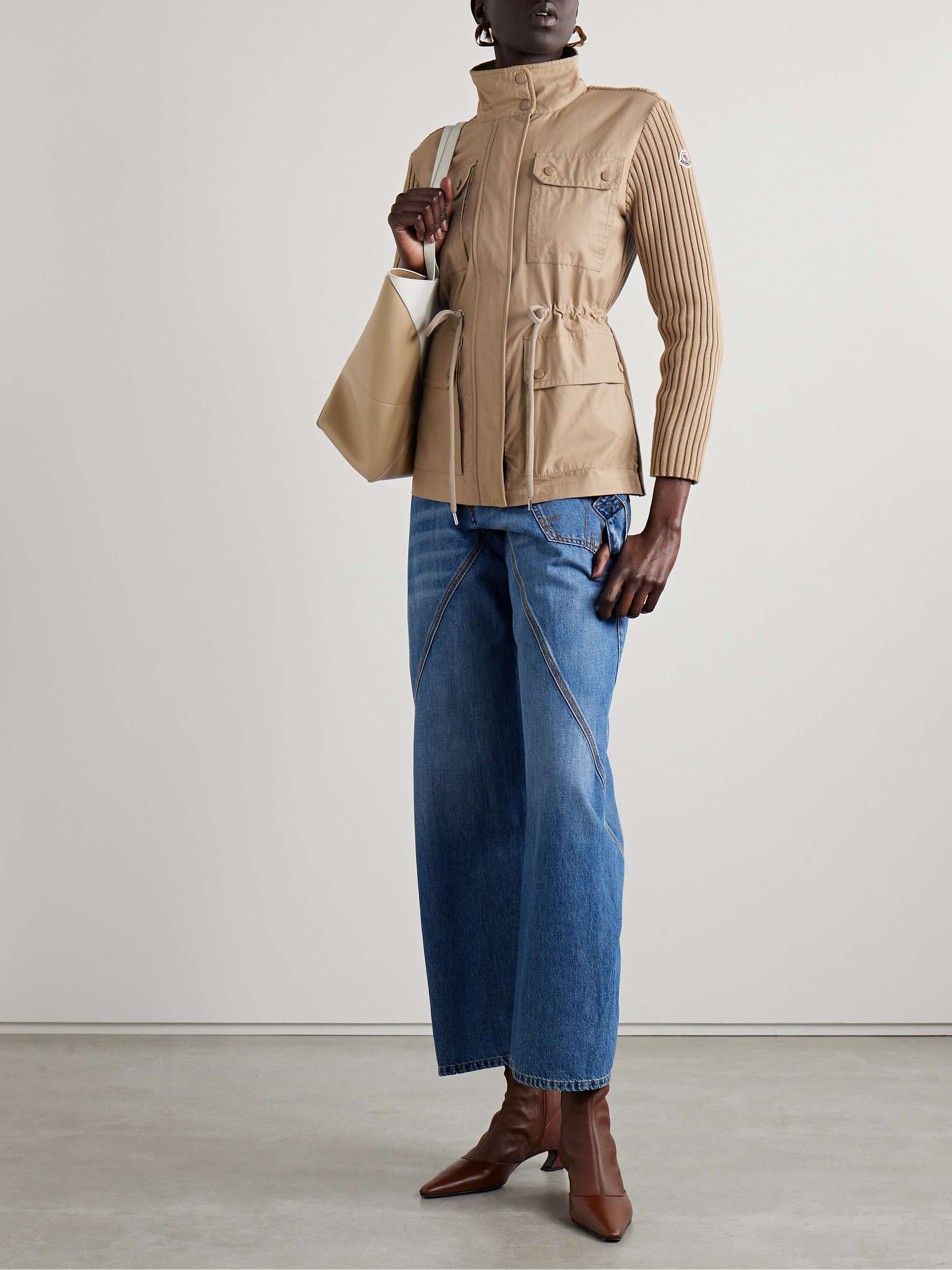 Appliquéd ribbed twill and cotton-blend jacket view