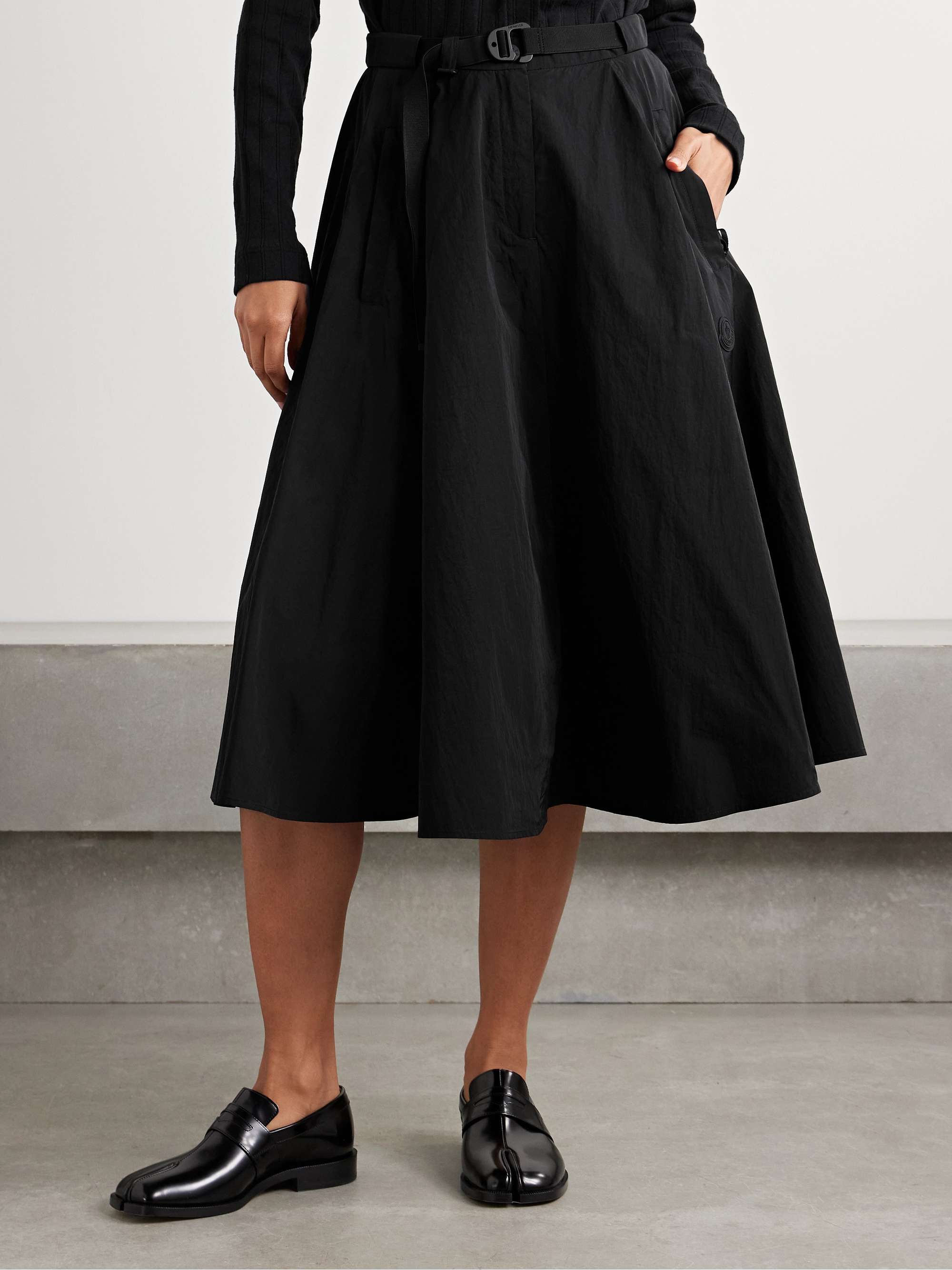 Crinkled-shell midi skirt view
