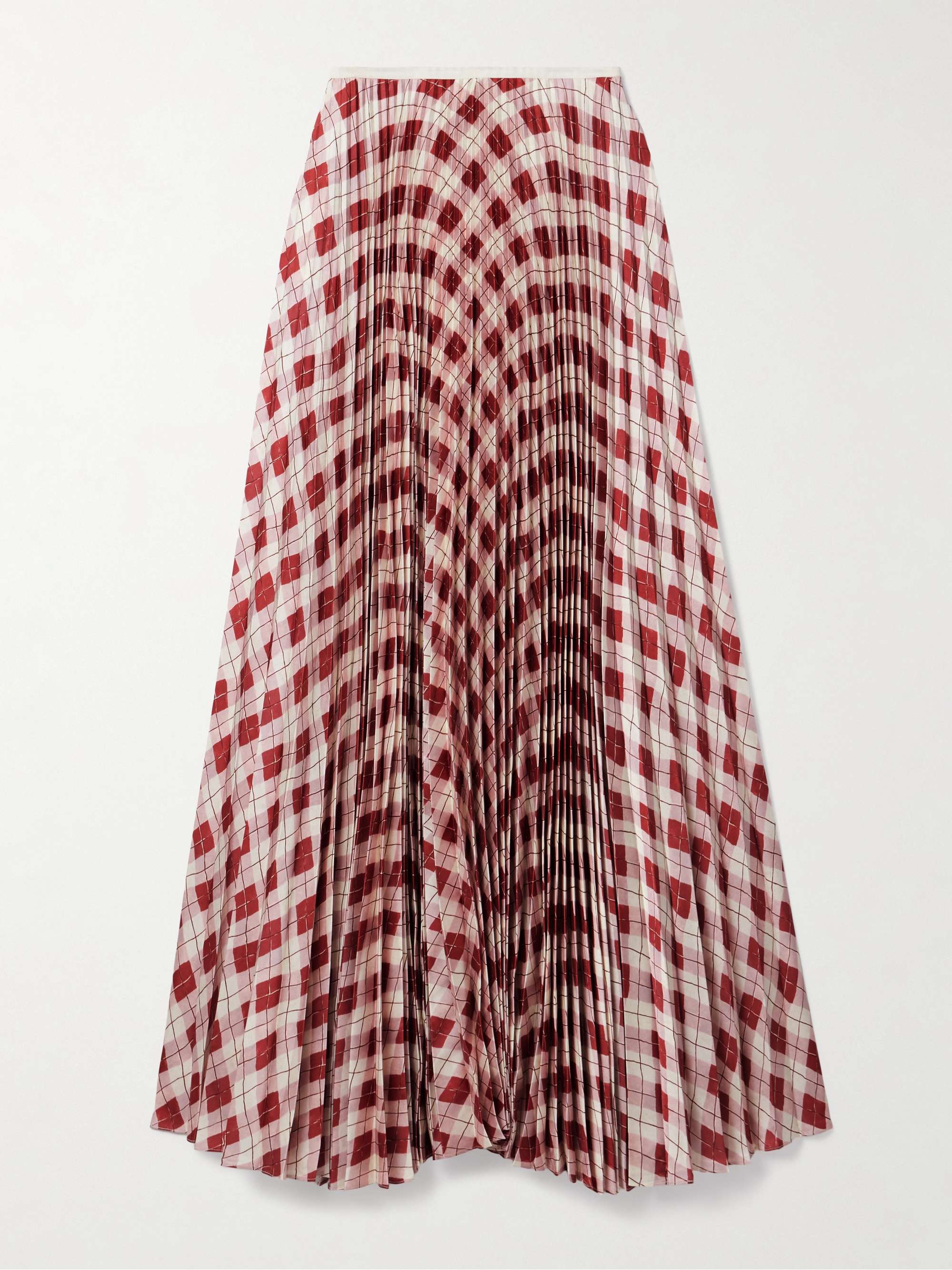 Kate pleated checked satin-twill maxi skirt view