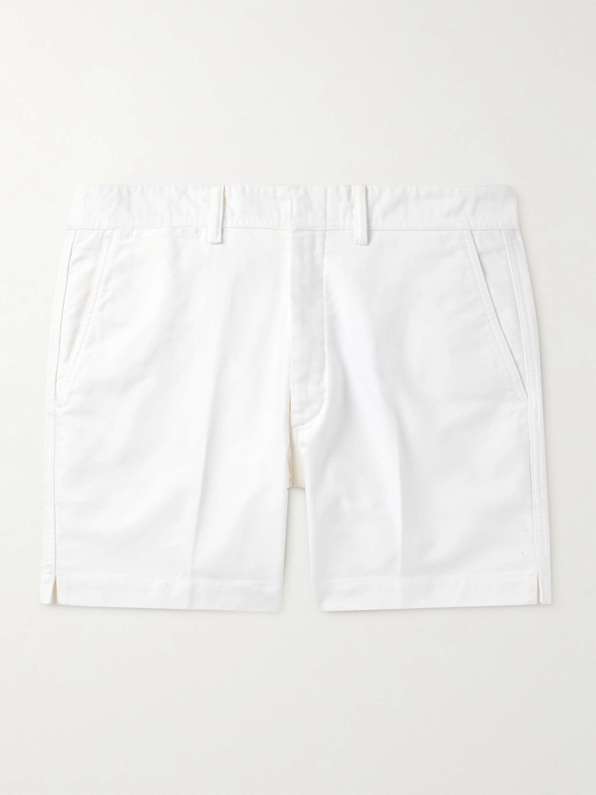 Slim-Fit Straight-Leg Brushed Cotton-Twill Shorts view